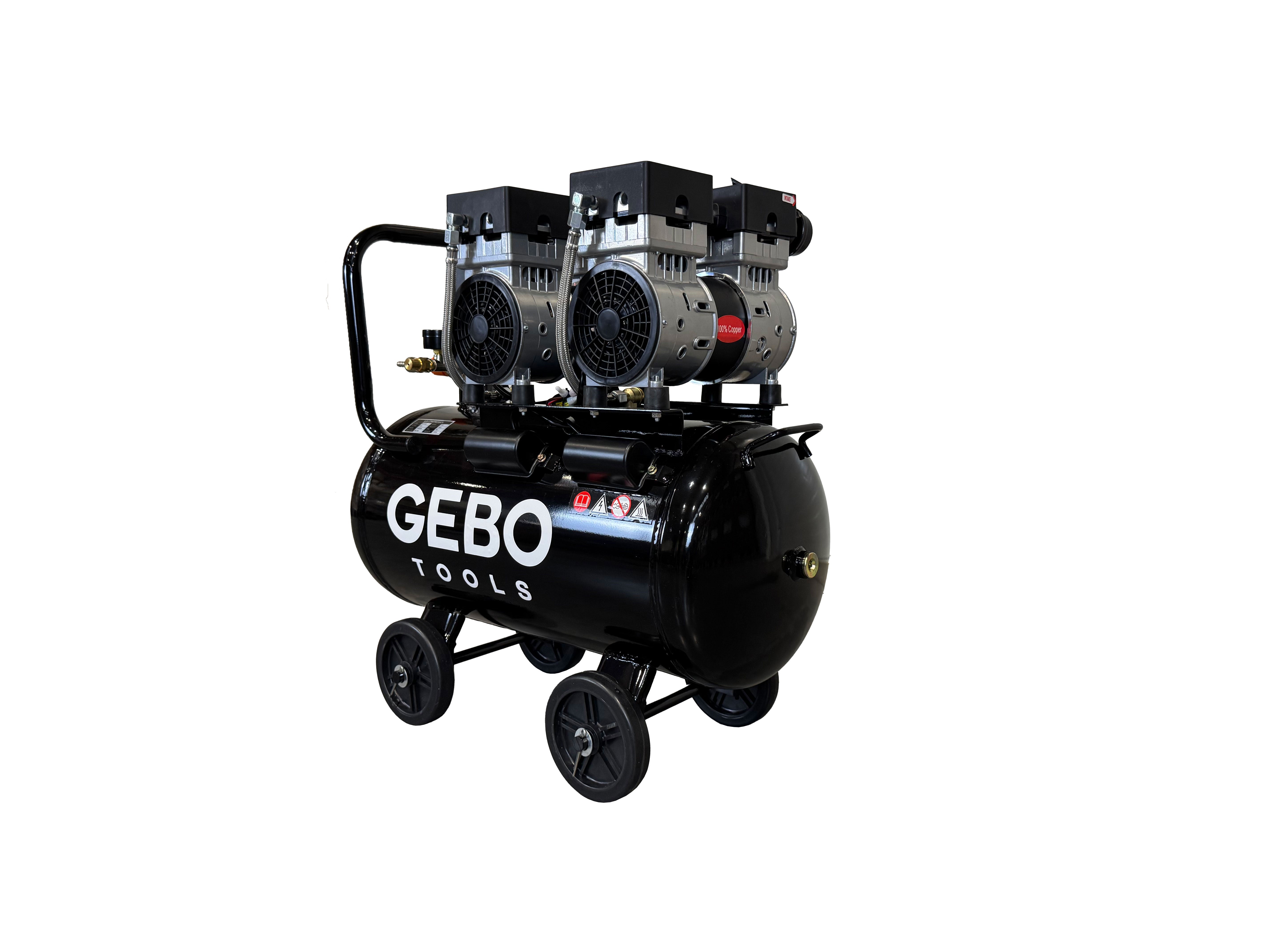 Compressore aria silenziato - con capacità del serbatoio di 50 litri - senza olio, oil free - per utensili pneumatici, Gebo Tools