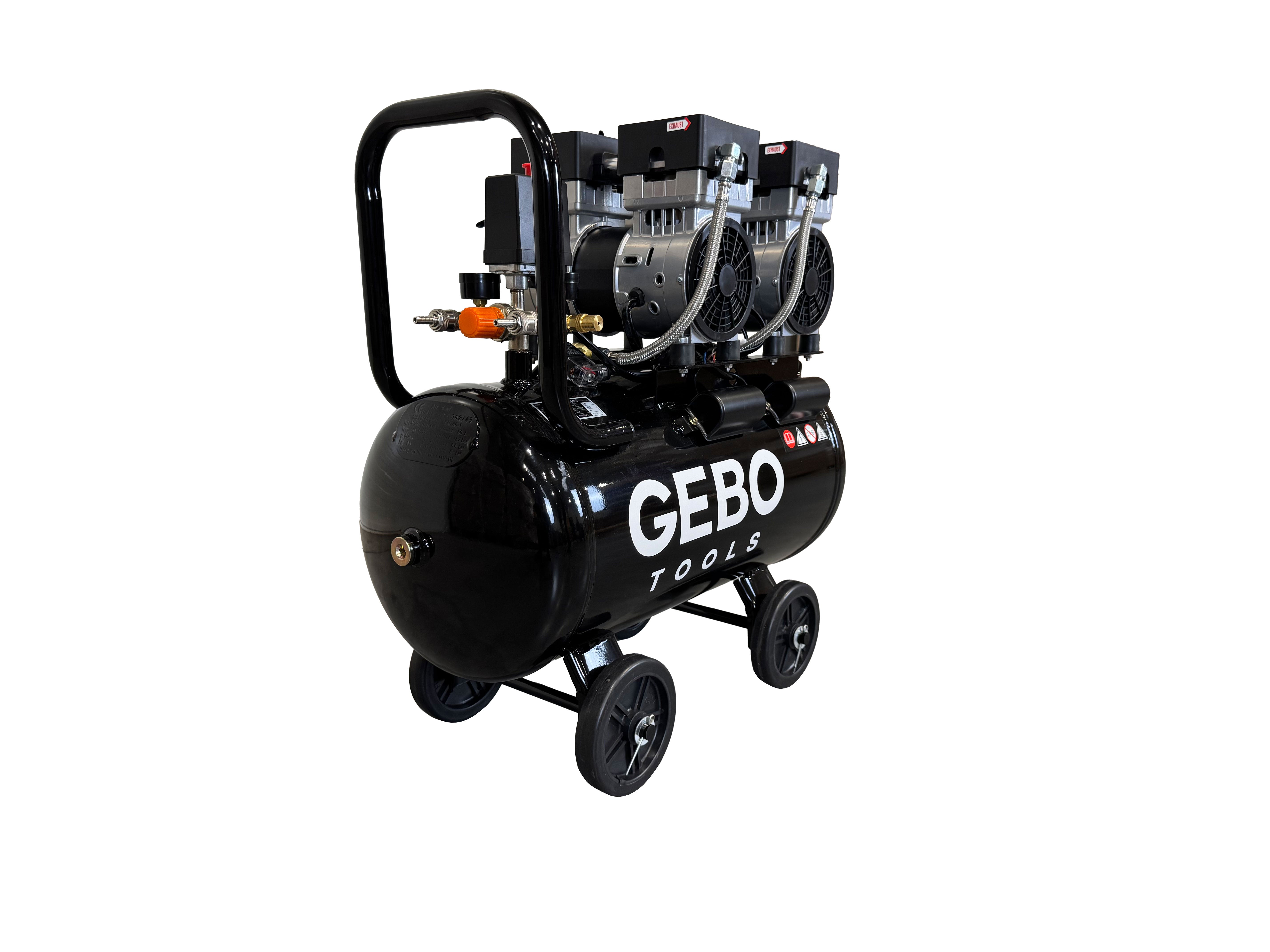 Compressore aria silenziato - con capacità del serbatoio di 50 litri - senza olio, oil free - per utensili pneumatici, Gebo Tools