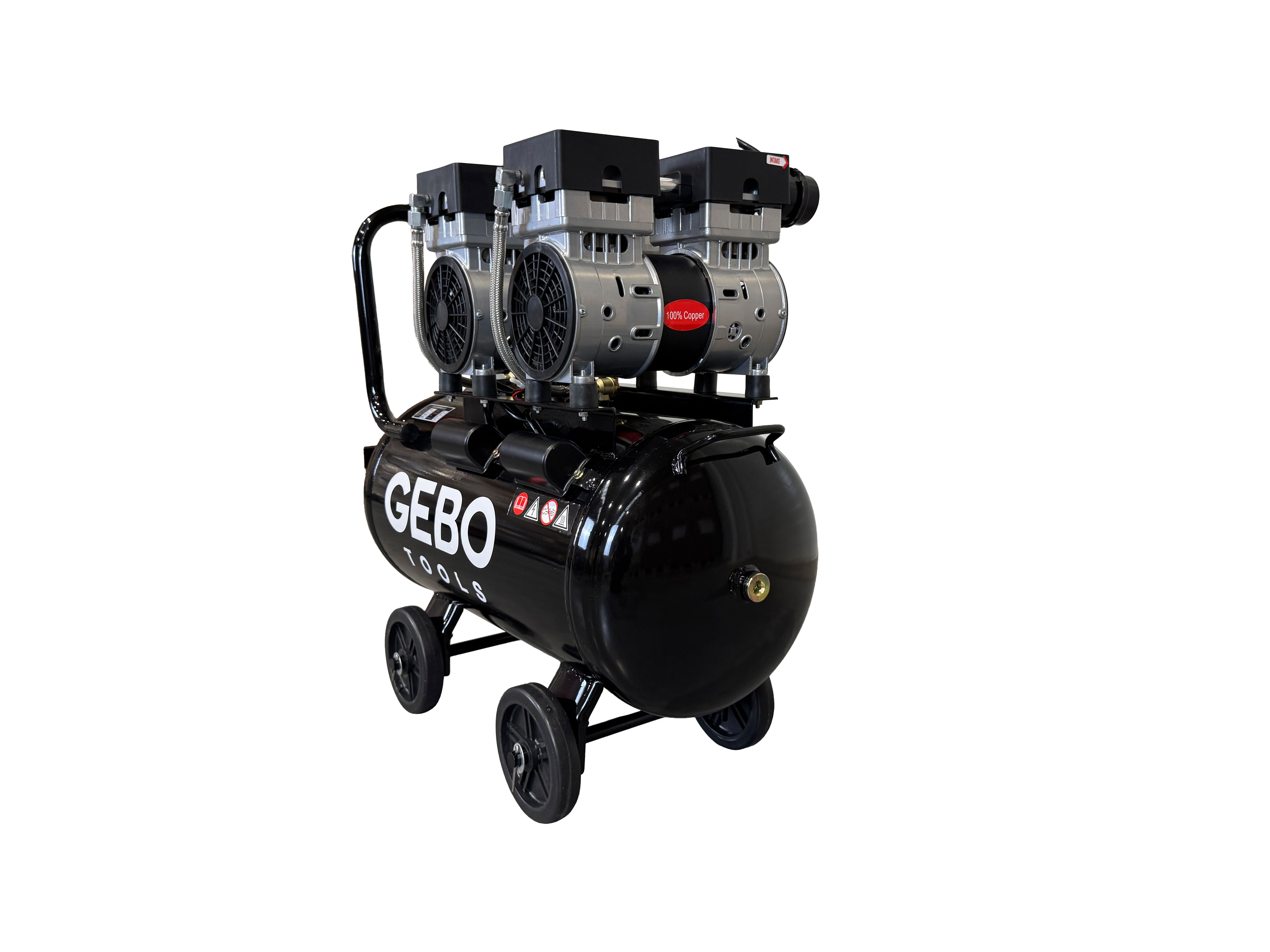 Compressore aria silenziato - con capacità del serbatoio di 50 litri - senza olio, oil free - per utensili pneumatici, Gebo Tools