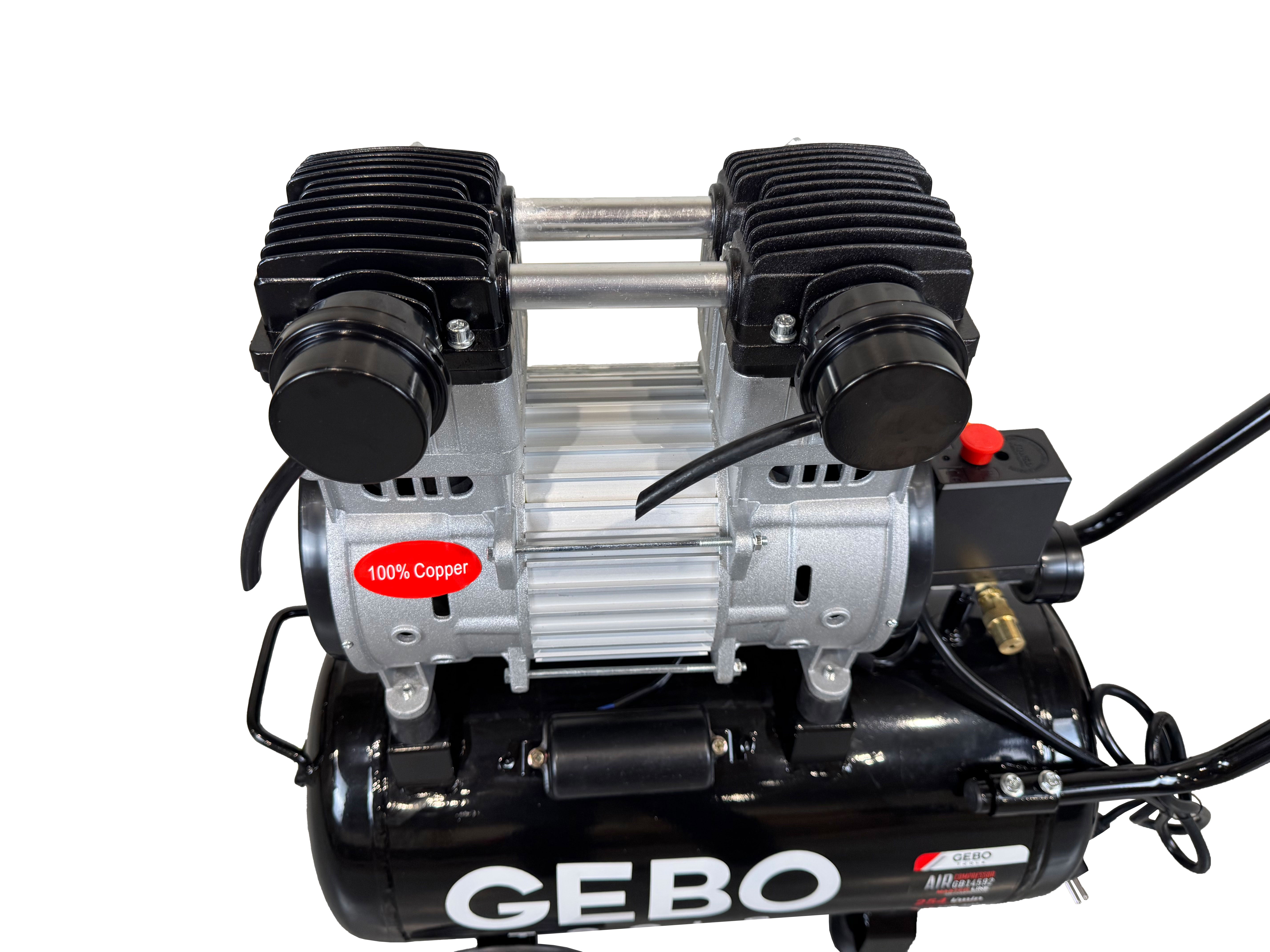 Compressore aria silenziato - con capacità del serbatoio di 30 litri - senza olio, oil free - per utensili pneumatici, Gebo Tools