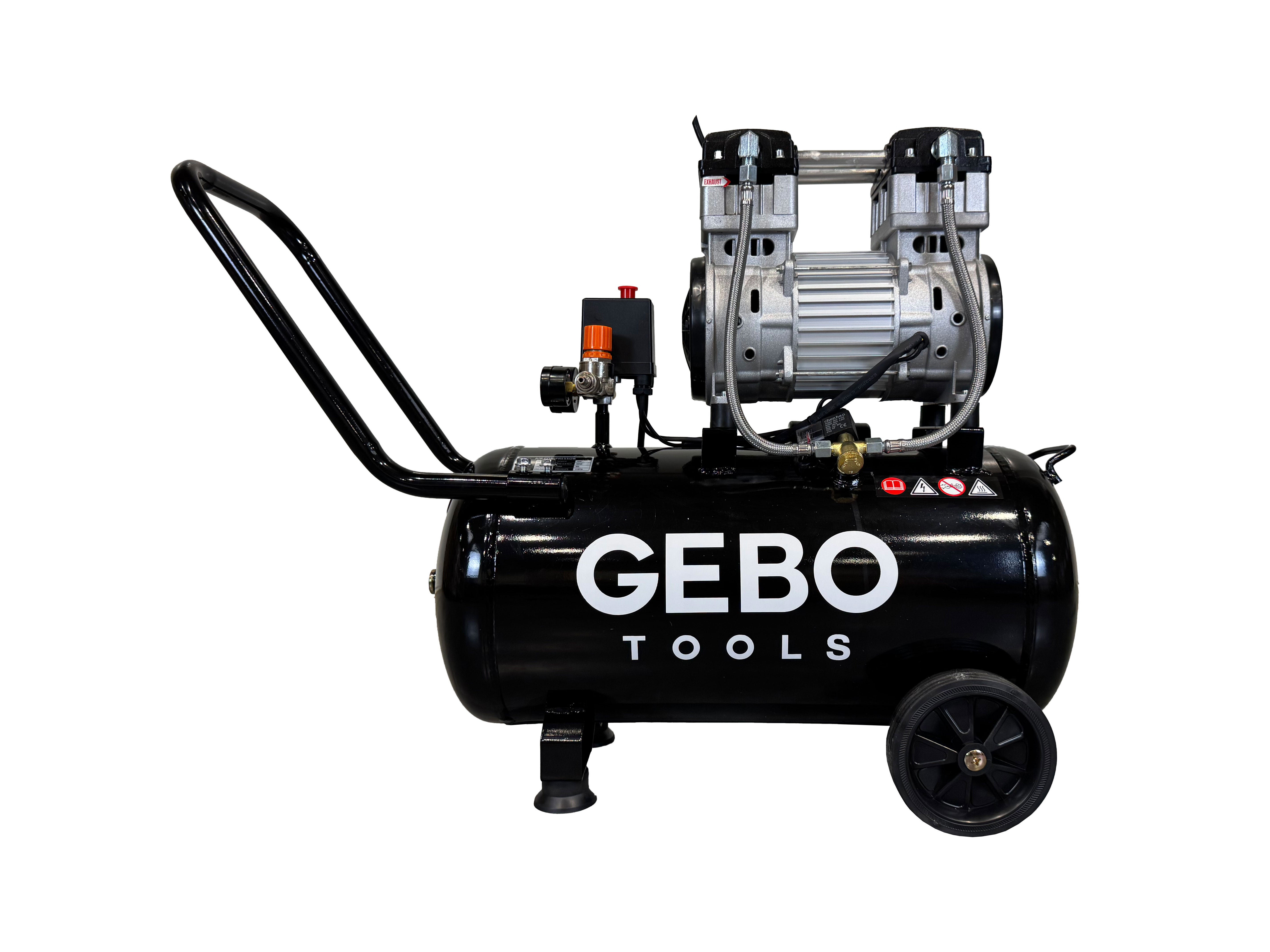 Compressore aria 220 V, 2 HP - compressore silenziato 8 bar - con capacità del serbatoio di 50 litri - senza olio, oil free - per utensili pneumatici, Gebo Tools
