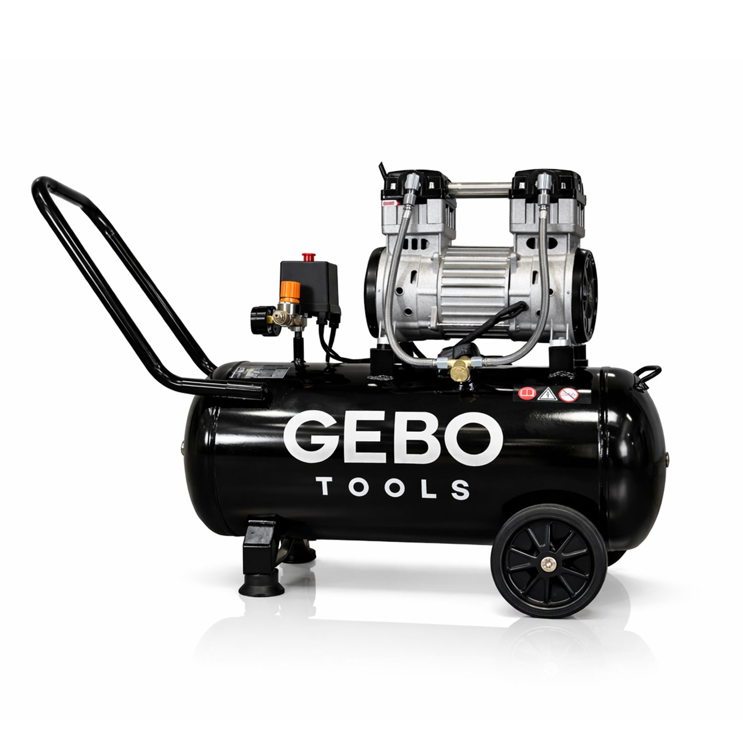 Compressore aria 220 V, 2 HP - compressore silenziato 8 bar - con capacità del serbatoio di 50 litri - senza olio, oil free - per utensili pneumatici, Gebo Tools