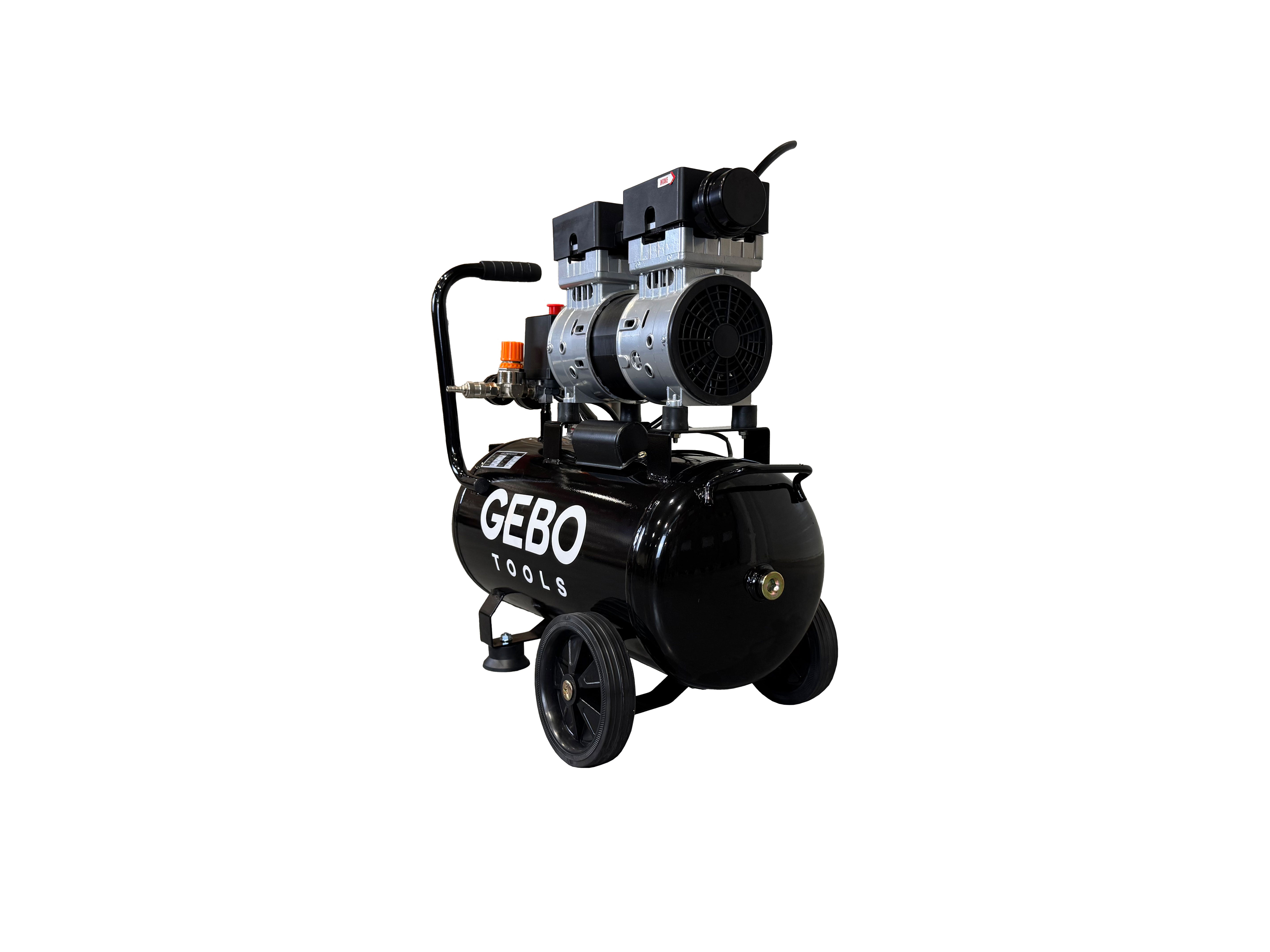 Compressore aria silenziato - con capacità del serbatoio di 24 litri - senza olio, oil free - per utensili pneumatici, Gebo Tools