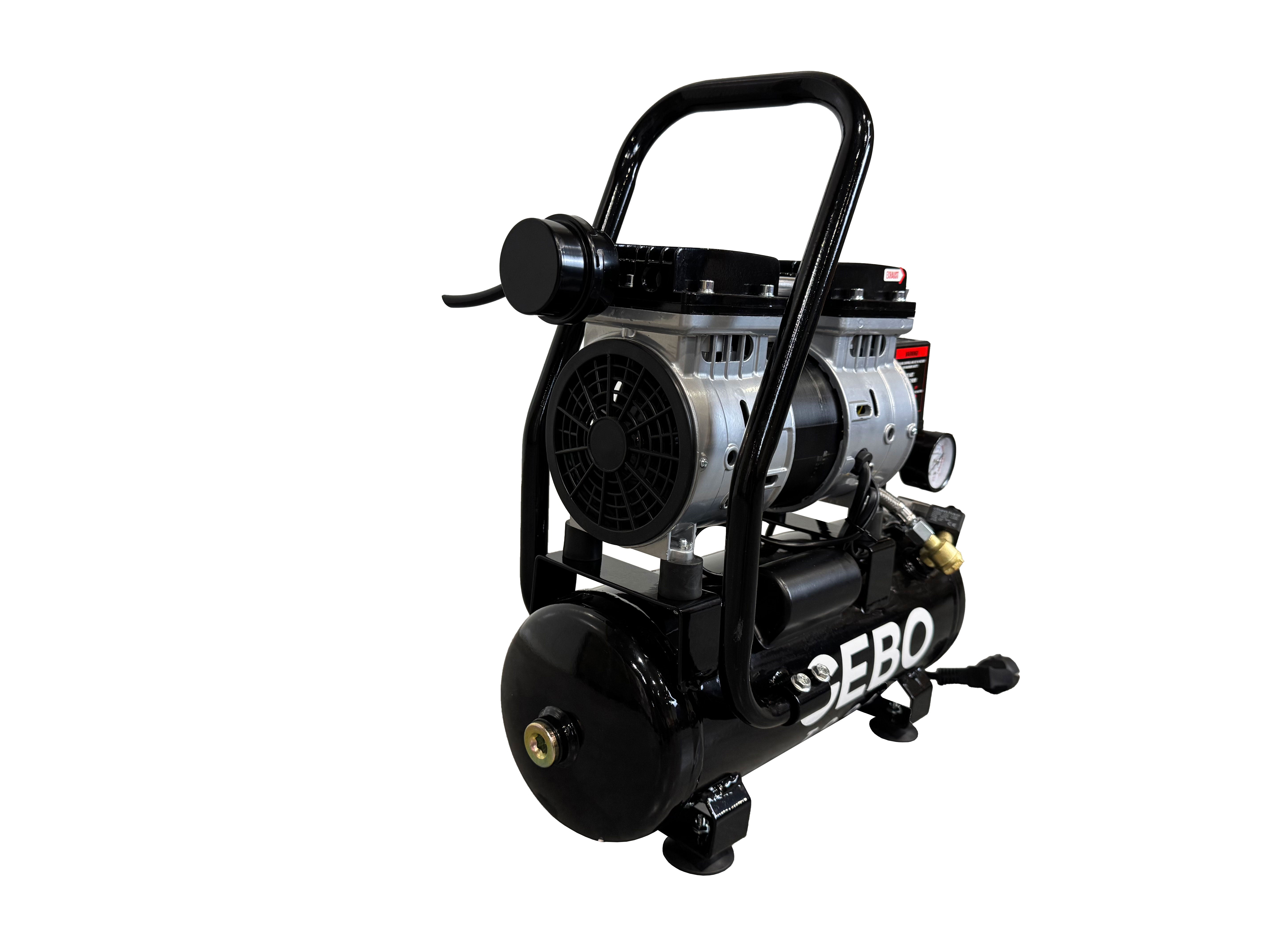 Compressore aria silenziato - con capacità del serbatoio di 9 litri - senza olio, oil free - per utensili pneumatici, Gebo Tools