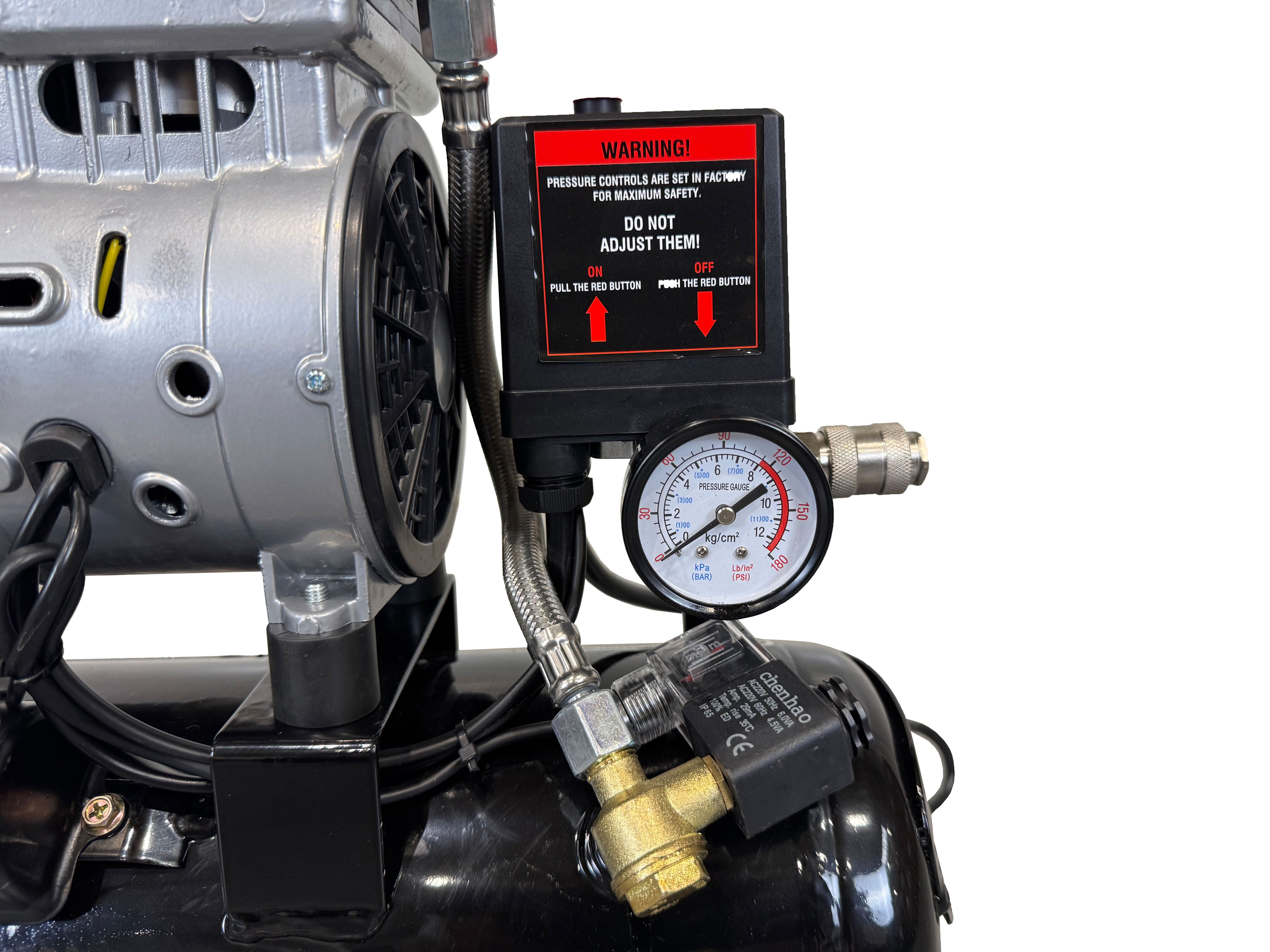 Compressore aria silenziato - con capacità del serbatoio di 9 litri - senza olio, oil free - per utensili pneumatici, Gebo Tools