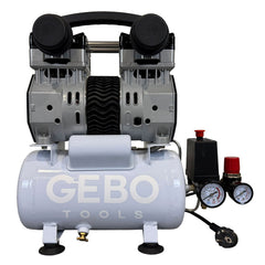 Compressore aria silenziato - con capacità del serbatoio di 6 litri - senza olio, oil free - per utensili pneumatici, Gebo Tools