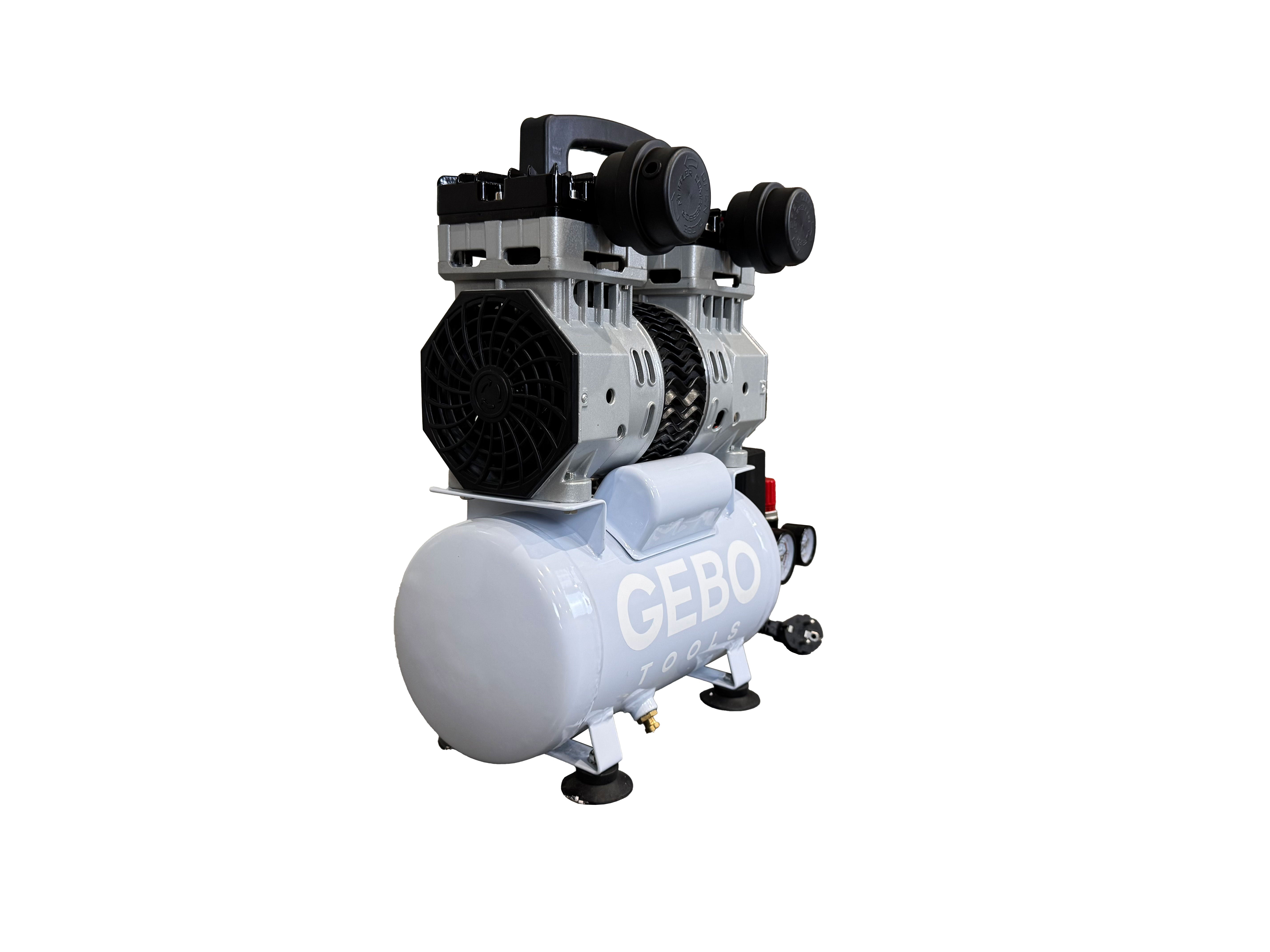 Compressore aria silenziato - con capacità del serbatoio di 6 litri - senza olio, oil free - per utensili pneumatici, Gebo Tools
