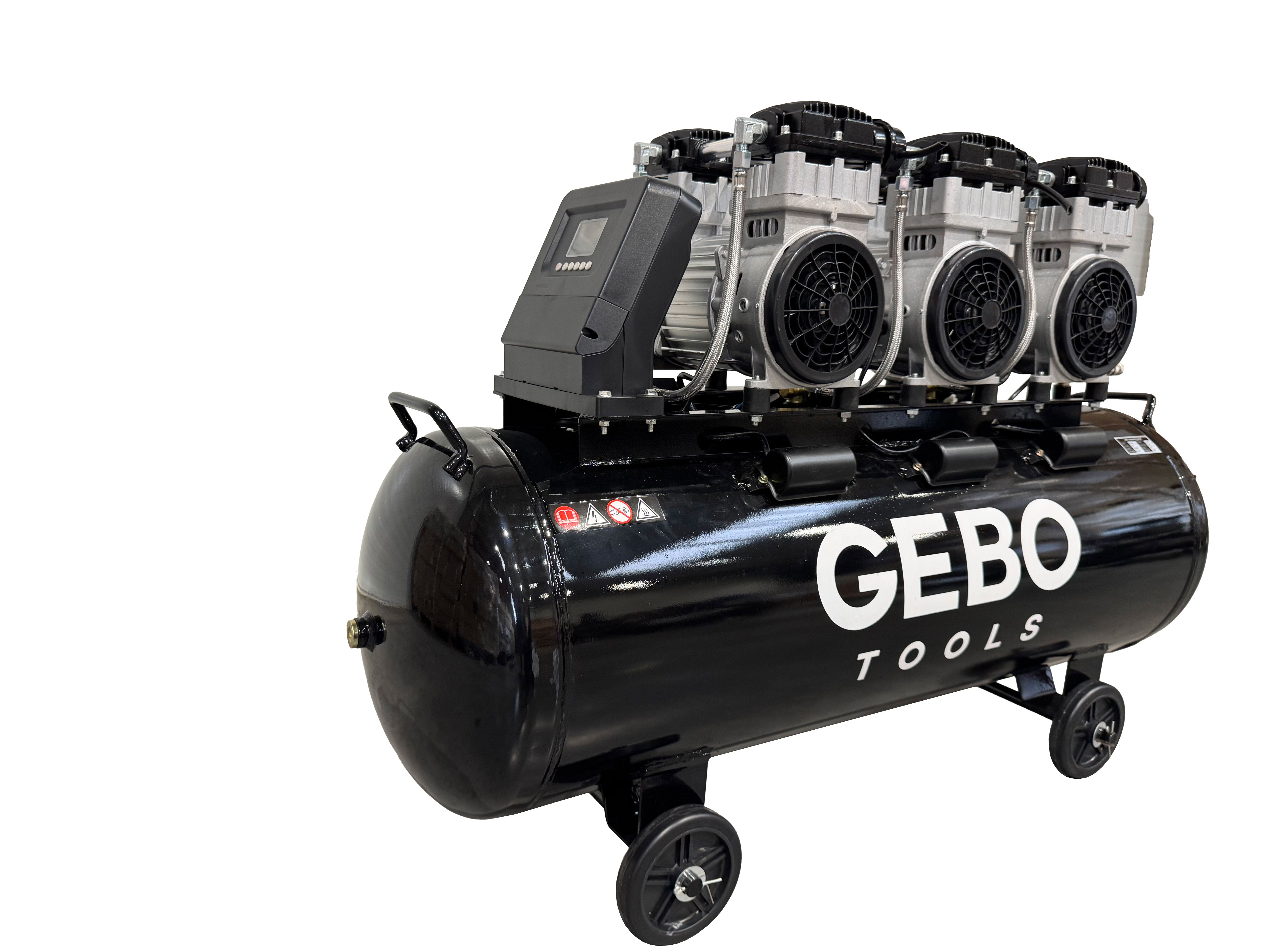 Compressore aria silenziato - con capacità del serbatoio di 150 litri - senza olio, oil free - per utensili pneumatici, Gebo Tools
