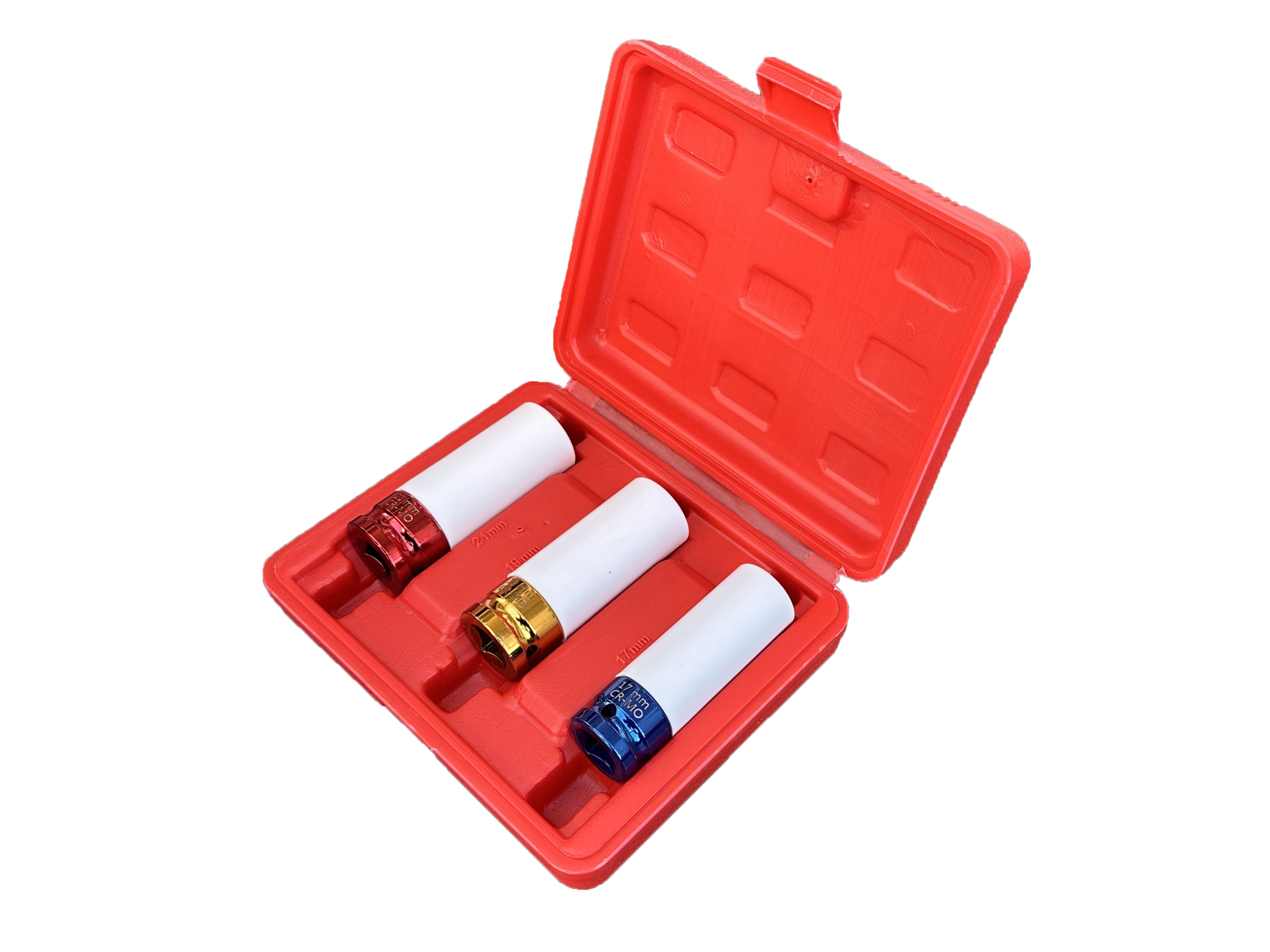 Set 3 bussole con rivestimento protettivo per cerchi in lega da 15 mm,17 mm,19 mm, Gebo Tools