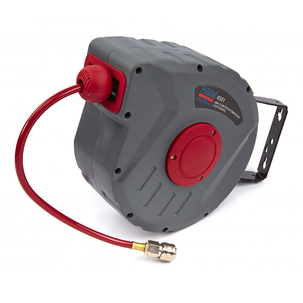 Avvolgitubo per aria compressa con tubo professionale 12 m fissaggio a parete  Hbm