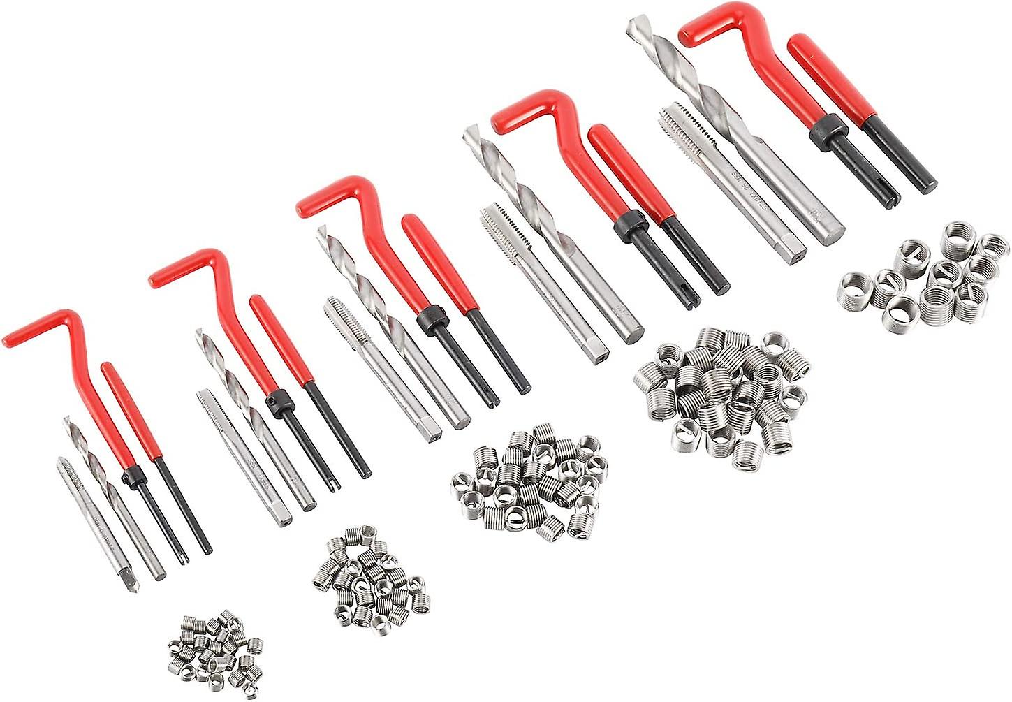 Set di elicoidi da M5-M12 per riparazione dei filetti, kit riparazione per filettature, kit di riparazione per filetti, 131 pezzi