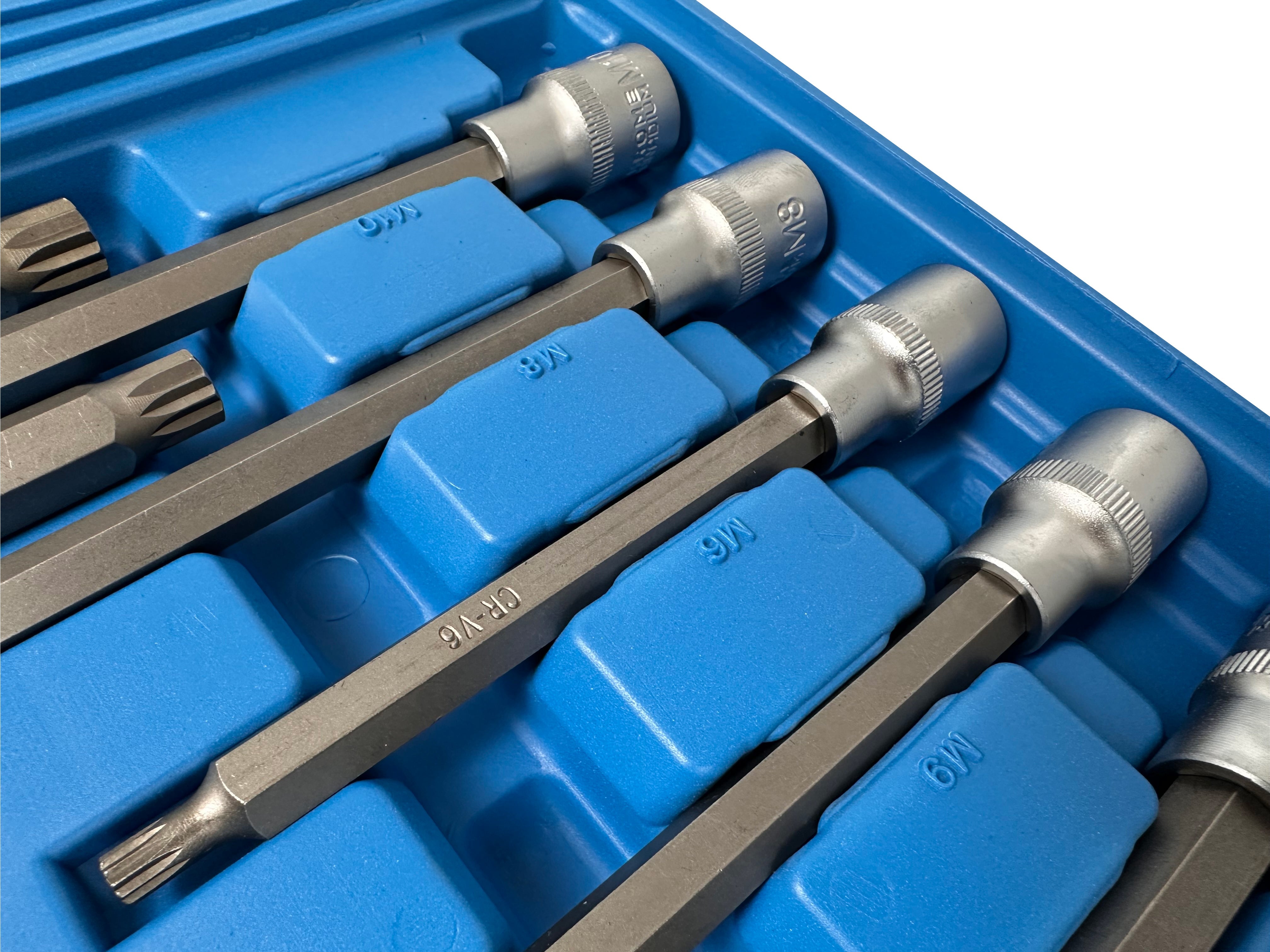 Set inserti XZN (M SPLINE) 1/2" per uso auto, set chiavi con inserto XZN ,kit punte spline ,22 pezzi Gebo Tools