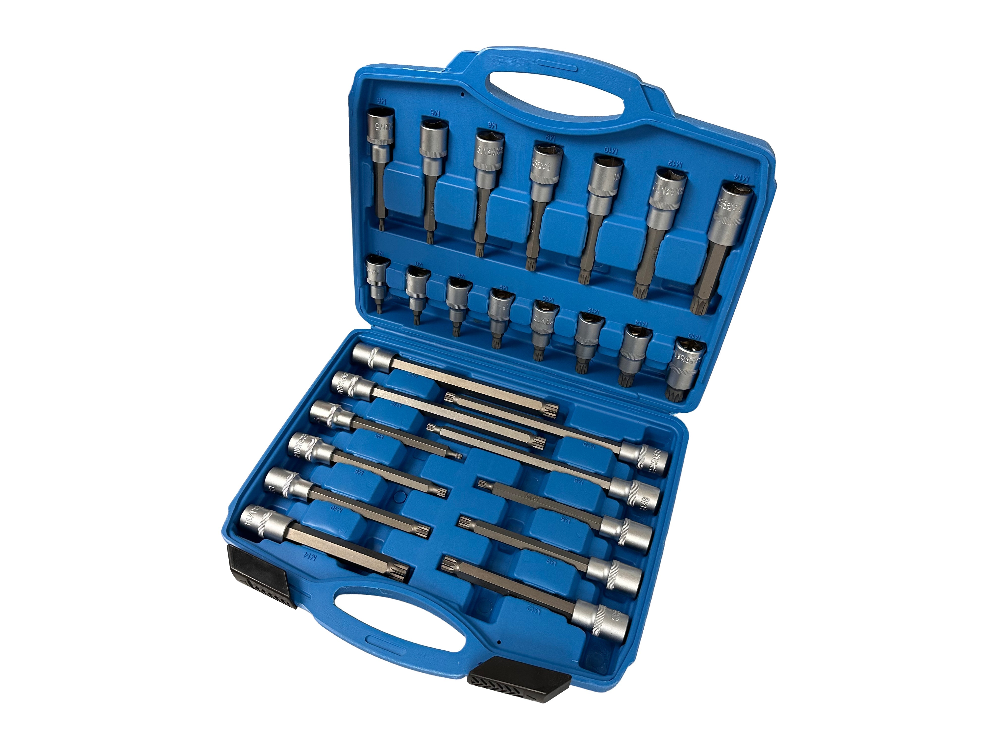Set inserti XZN (M SPLINE) 1/2" per uso auto, set chiavi con inserto XZN ,kit punte spline ,22 pezzi Gebo Tools