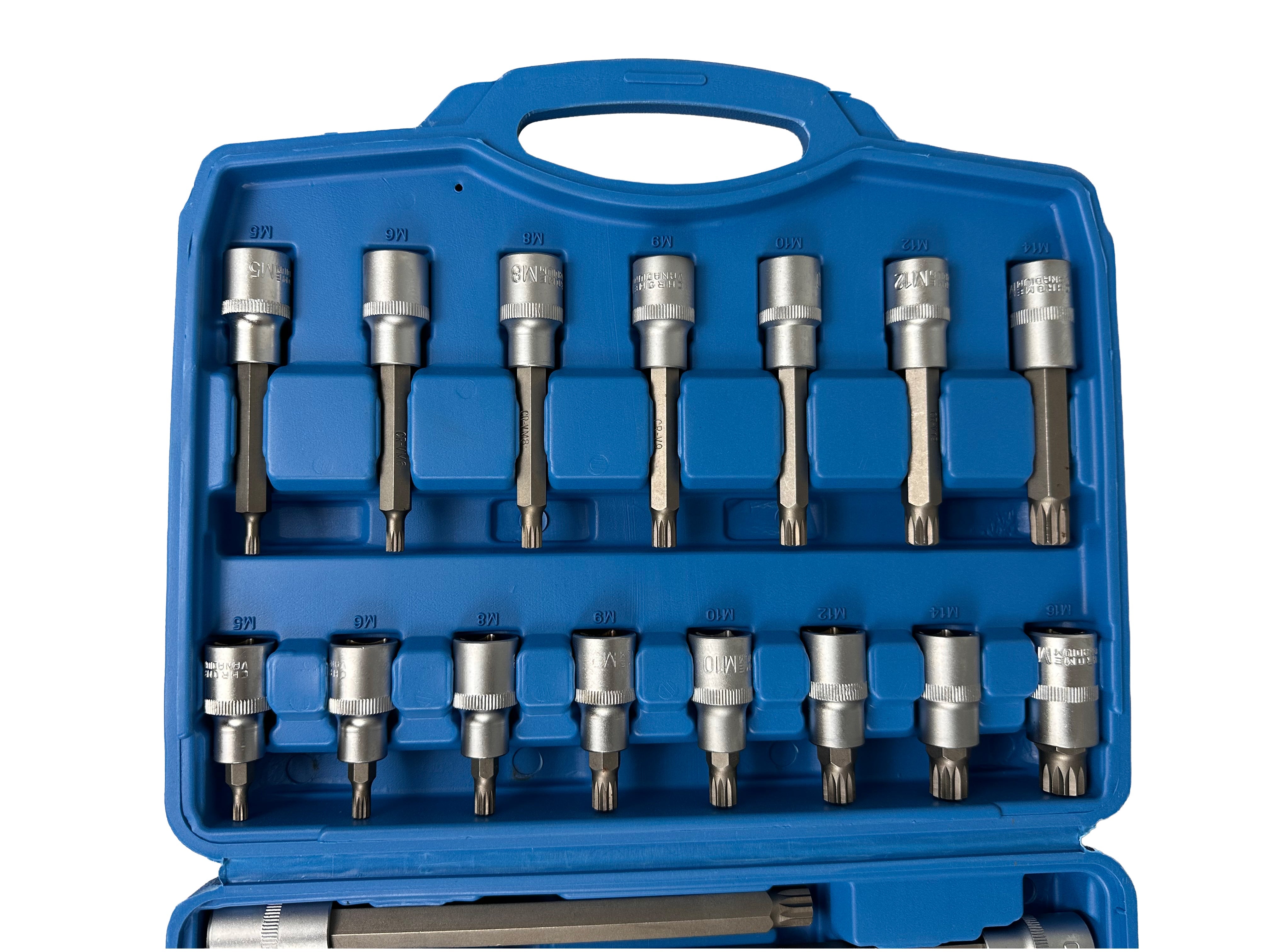 Set inserti XZN (M SPLINE) 1/2" per uso auto, set chiavi con inserto XZN ,kit punte spline ,22 pezzi Gebo Tools