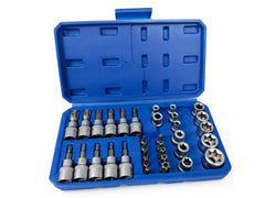 Set di chiavi a bussola Torx E4-E20, T10-T60 femmina e maschio inserti per chiave a bussole con punta, kit set inserti chiavi bussole torx attacco 3/8'' 34 pz, Gebo Tools