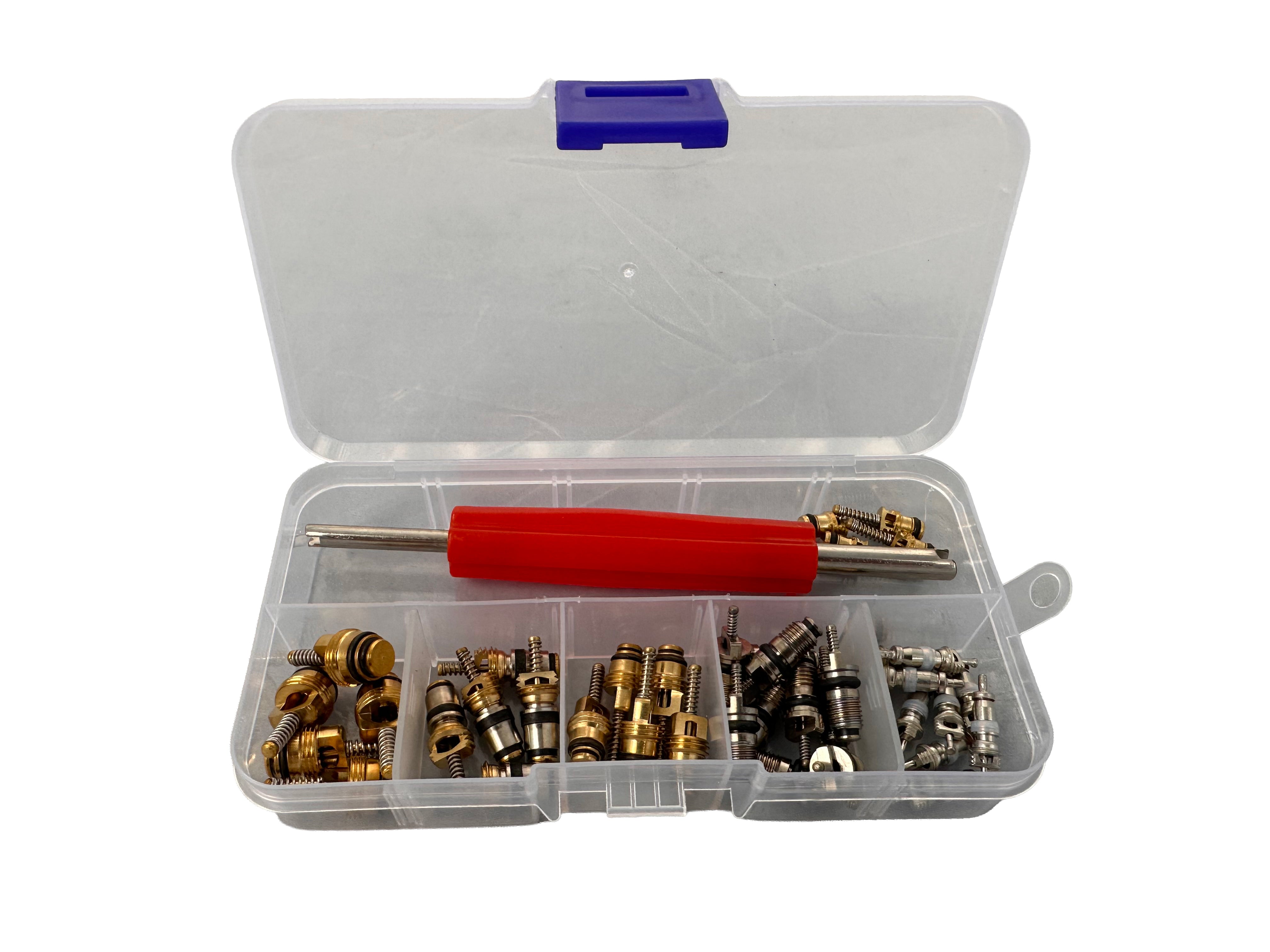 Set valvole per climatizzazione auto, kit valvole a spillo per impianti di aria condizionata autovetture, 41 pezzi Gebo Tools