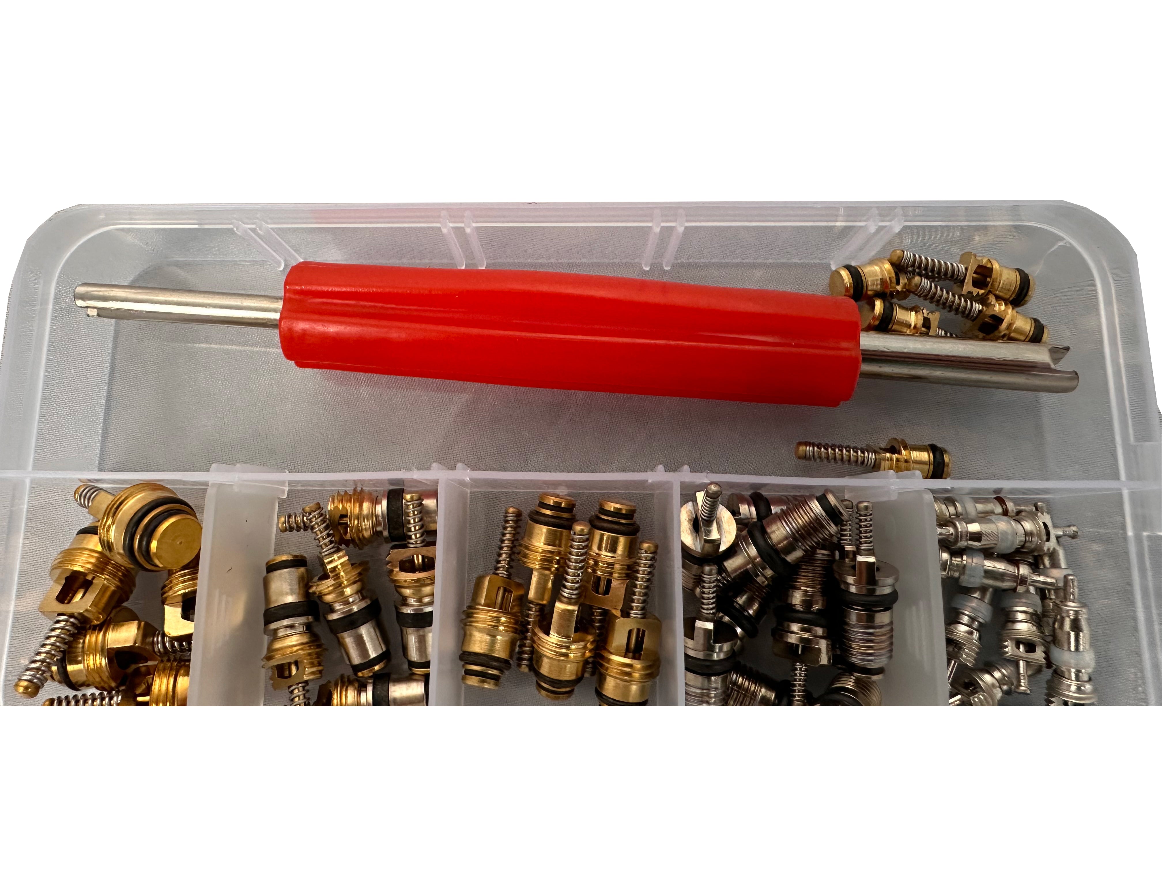 Set valvole per climatizzazione auto, kit valvole a spillo per impianti di aria condizionata autovetture, 41 pezzi Gebo Tools