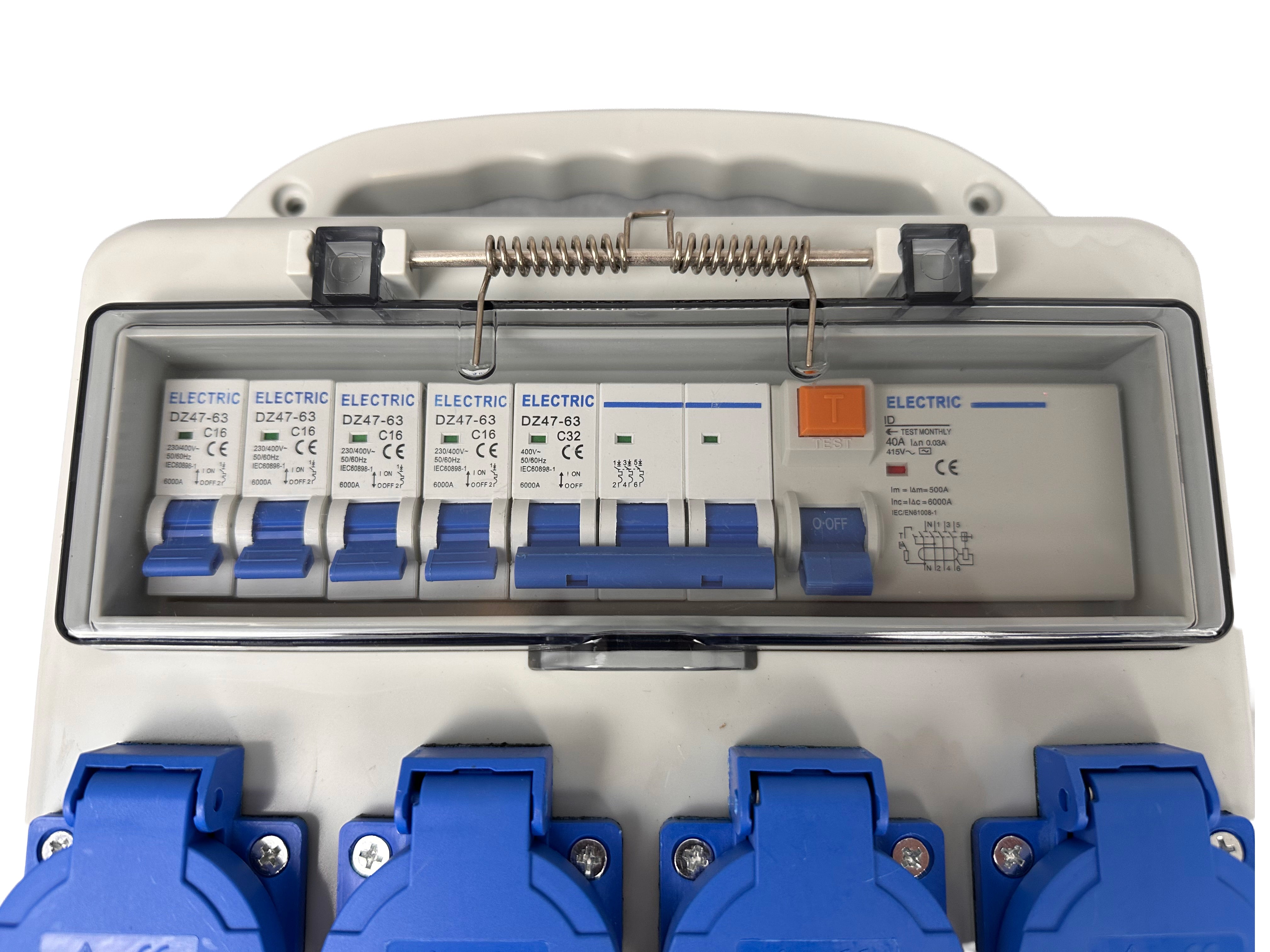 Quadro elettrico industriale 16a, 3x400v 4x230v, portatile ip44, portatile, quadro distribuzione da cantiere, Gebo Tools
