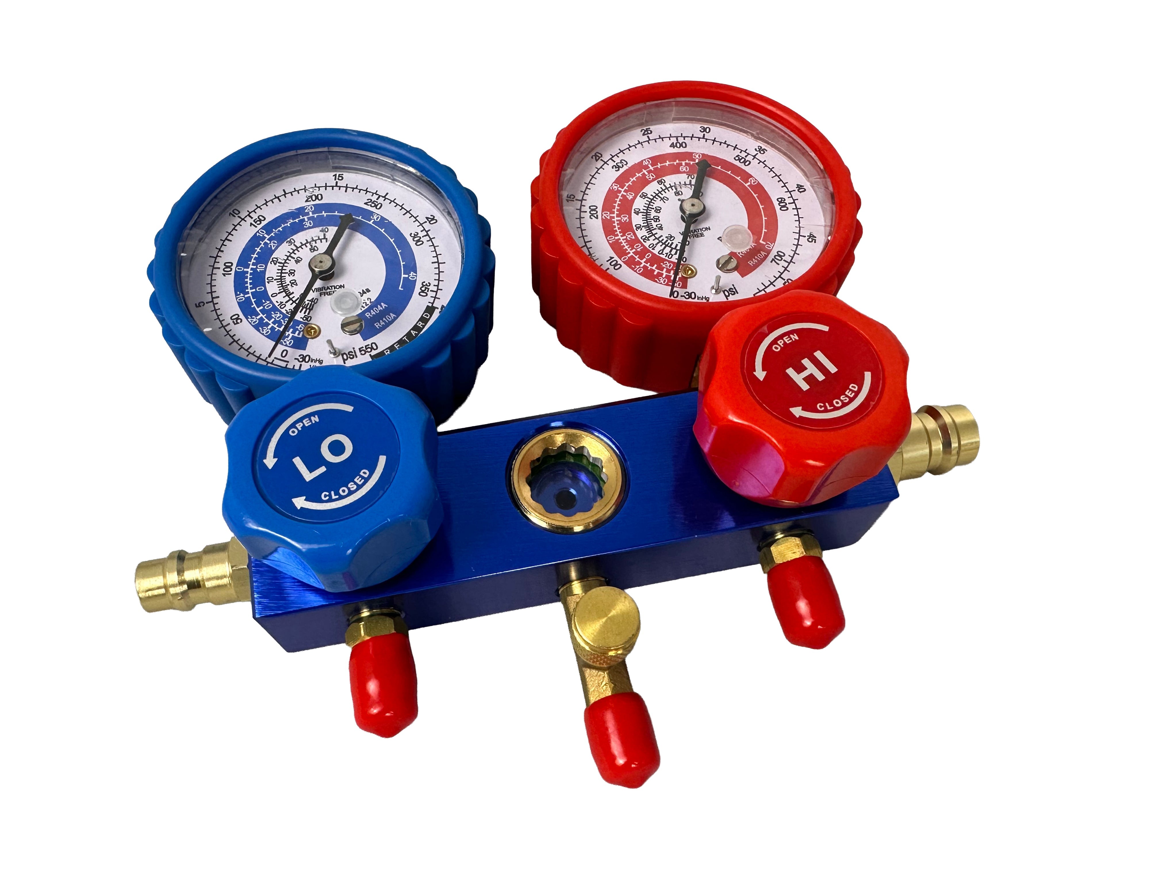 Pompa vuoto per condizionatori con manometri condizionatori per HVAC/auto AC, kit ricarica aria condizionata per R134a, R22, R12 R502 refrigeranti, pompa per vuoto 70l/min a 2 vie per aria condizionata, Gebo Tools