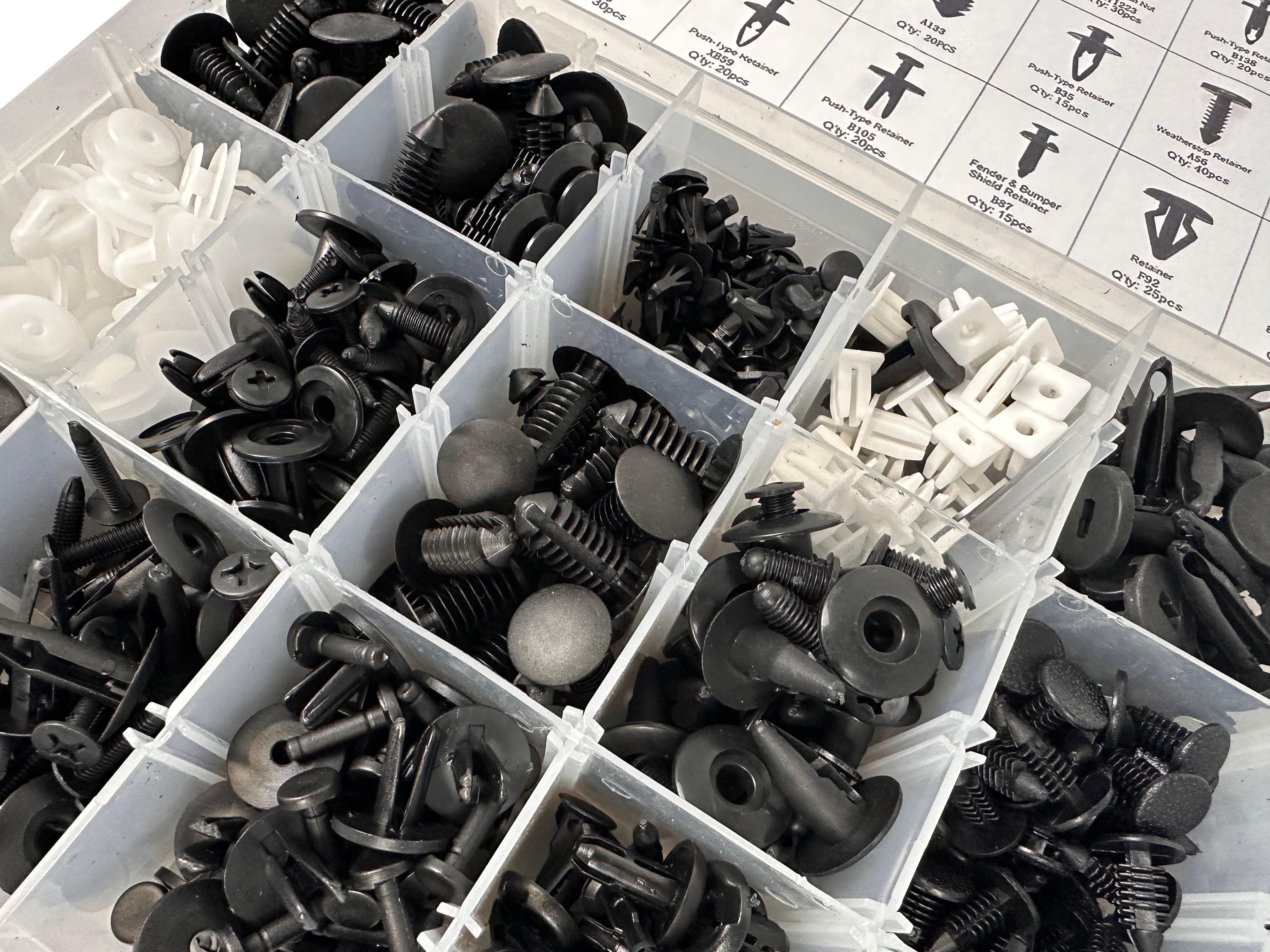 Set completo di clip di montaggio in plastica per auto - confezione rivetti, clip e fissaggi universali per veicoli - carrozzeria e accessori auto, clip di fissaggio per auto, Ford 415 pezzi, Gebo Tools