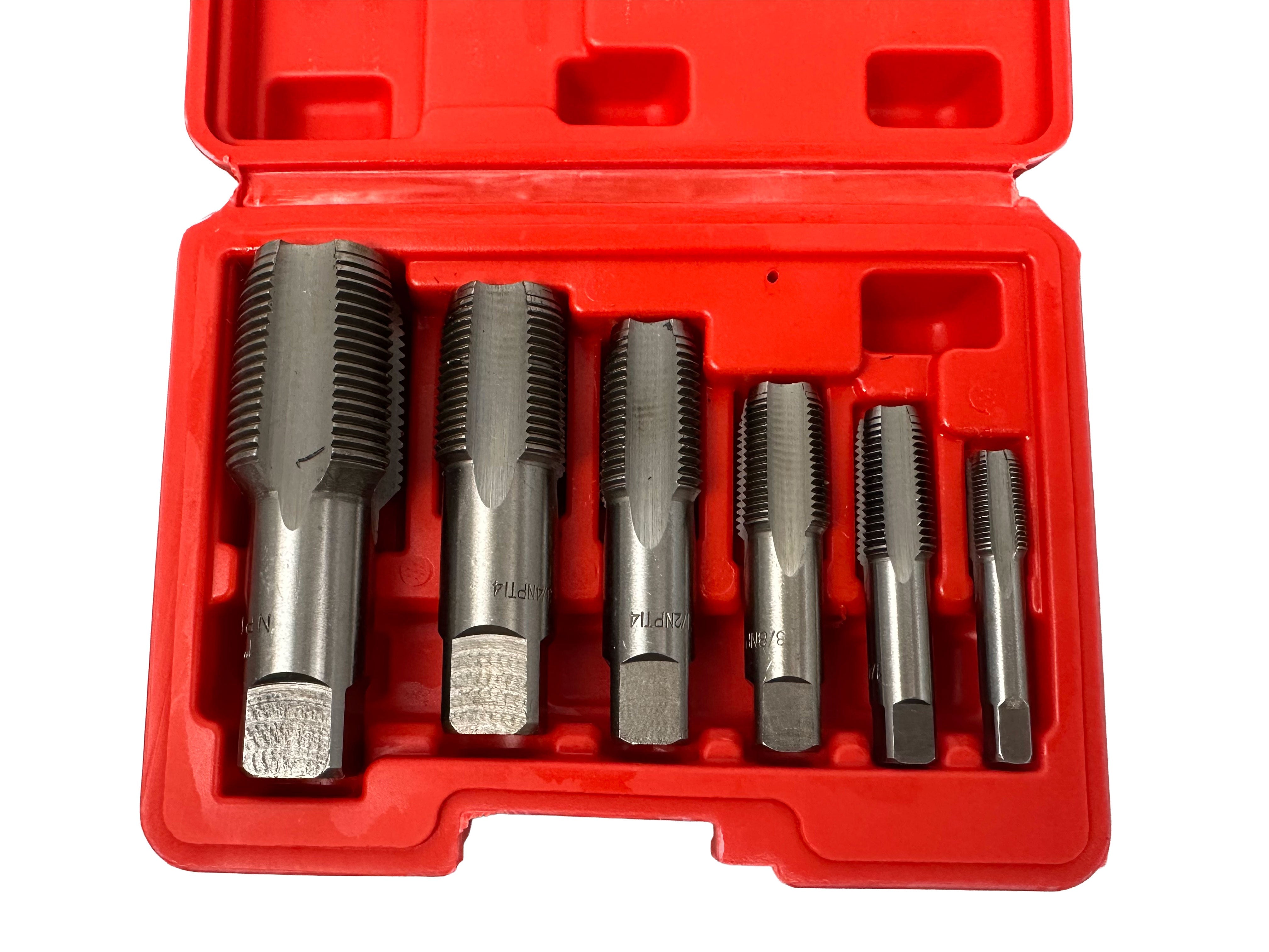 Maschi estrattore viti danneggiate e rubinetto filettato per filettare, tubatura filettatura di riparazione, set di filiere per maschiatura, utensili per ferramenta per filettatrici per tubi, 6 pezzi Gebo Tools