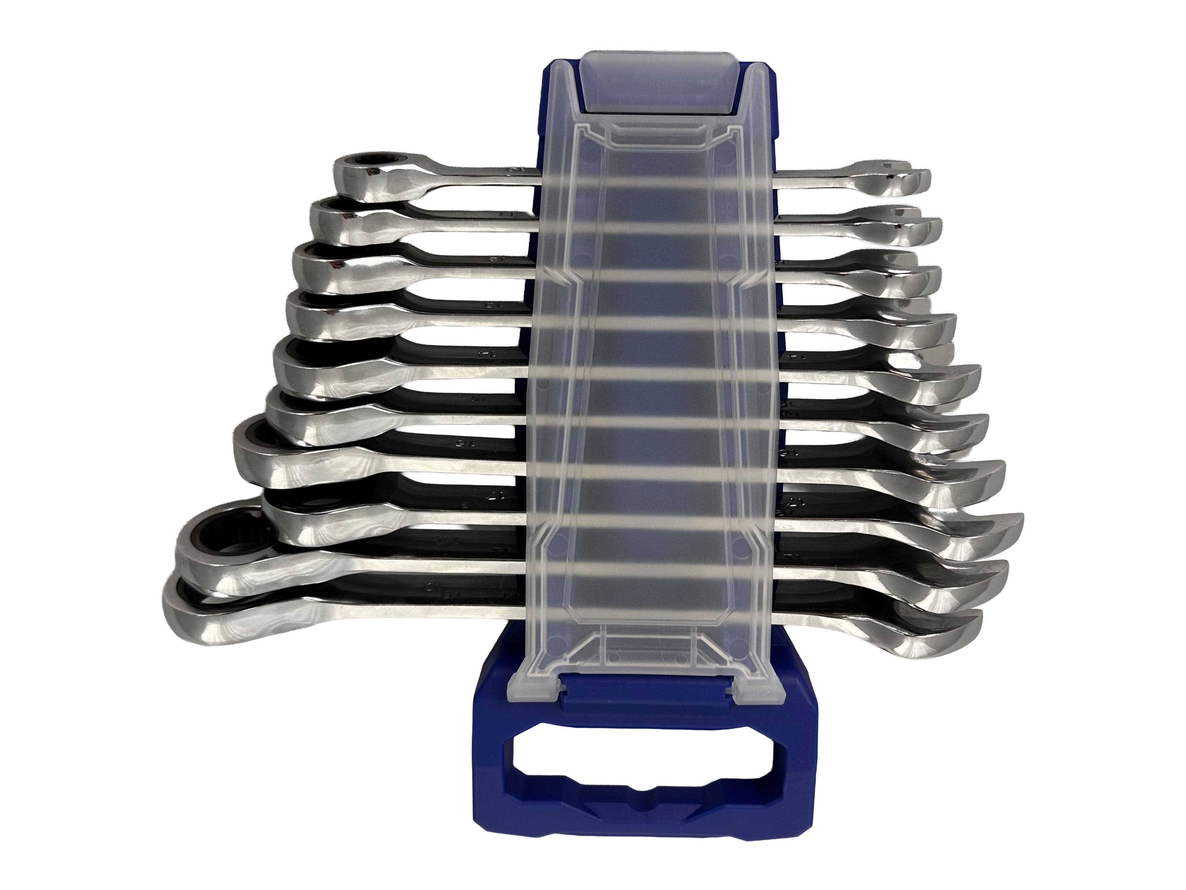 Serie di chiavi combinate anello-forchetta, extra corte, 10 - 19 mm, 10 pz., in acciaio Cr-V, Gebo Tools