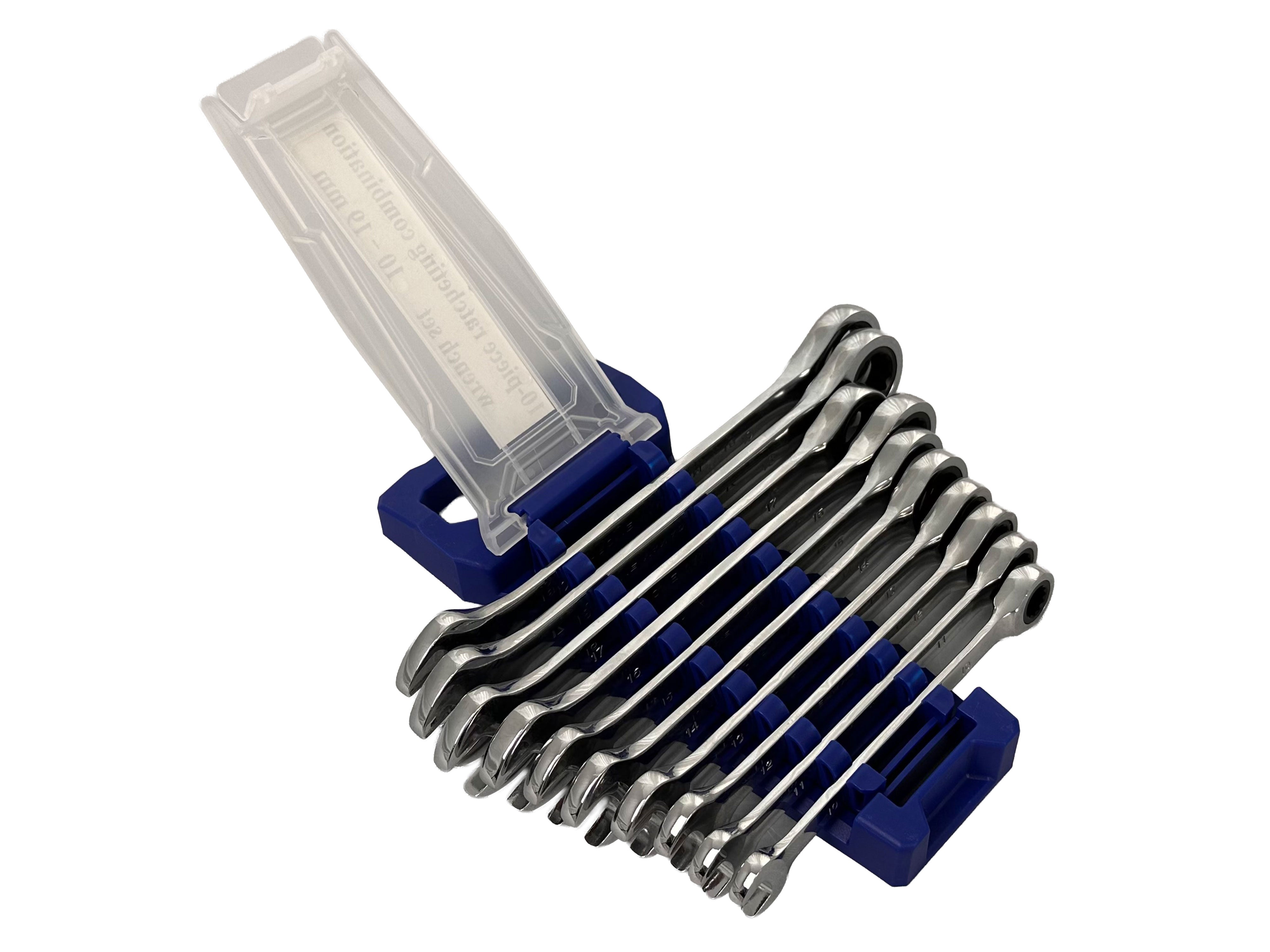Serie di chiavi combinate anello-forchetta, extra corte, 10 - 19 mm, 10 pz., in acciaio Cr-V, Gebo Tools