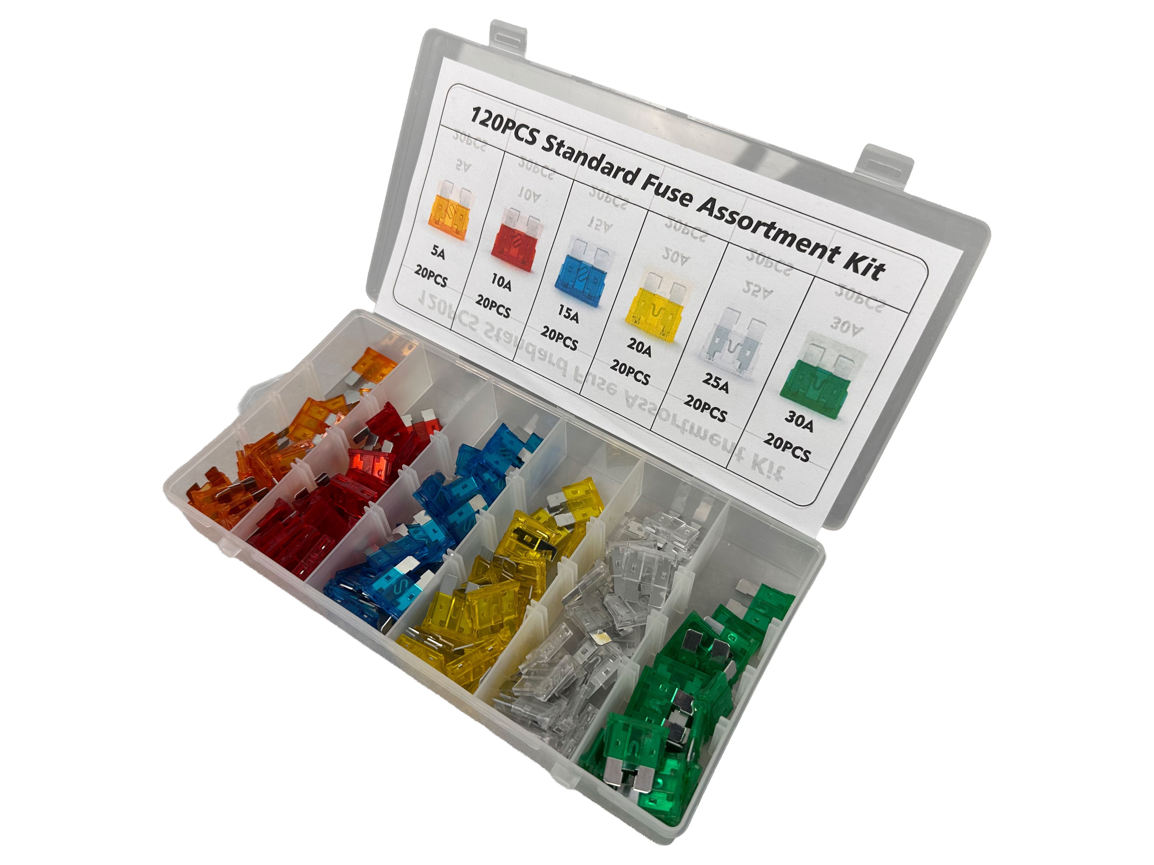 Mini fusibili auto kit - mini fusibile, auto fusibile assortiti per camper/camion/moto, kit fusibili auto da 5-30 A, 120 pezzi Gebo Tools