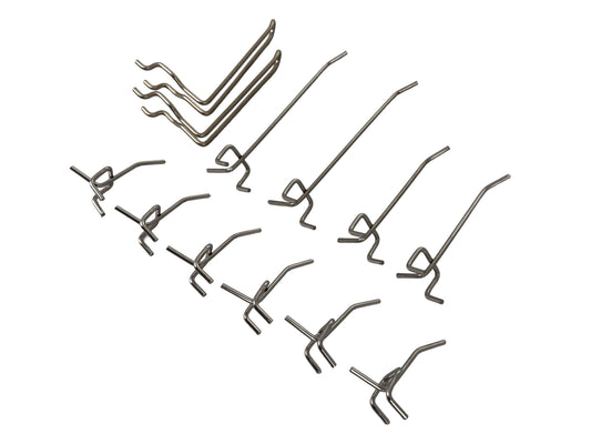 Portautensili a gancio per pannelli forati, per organizzare vari utensili, 12 ganci, ganci per pannello forato, Gebo Tools GB19483