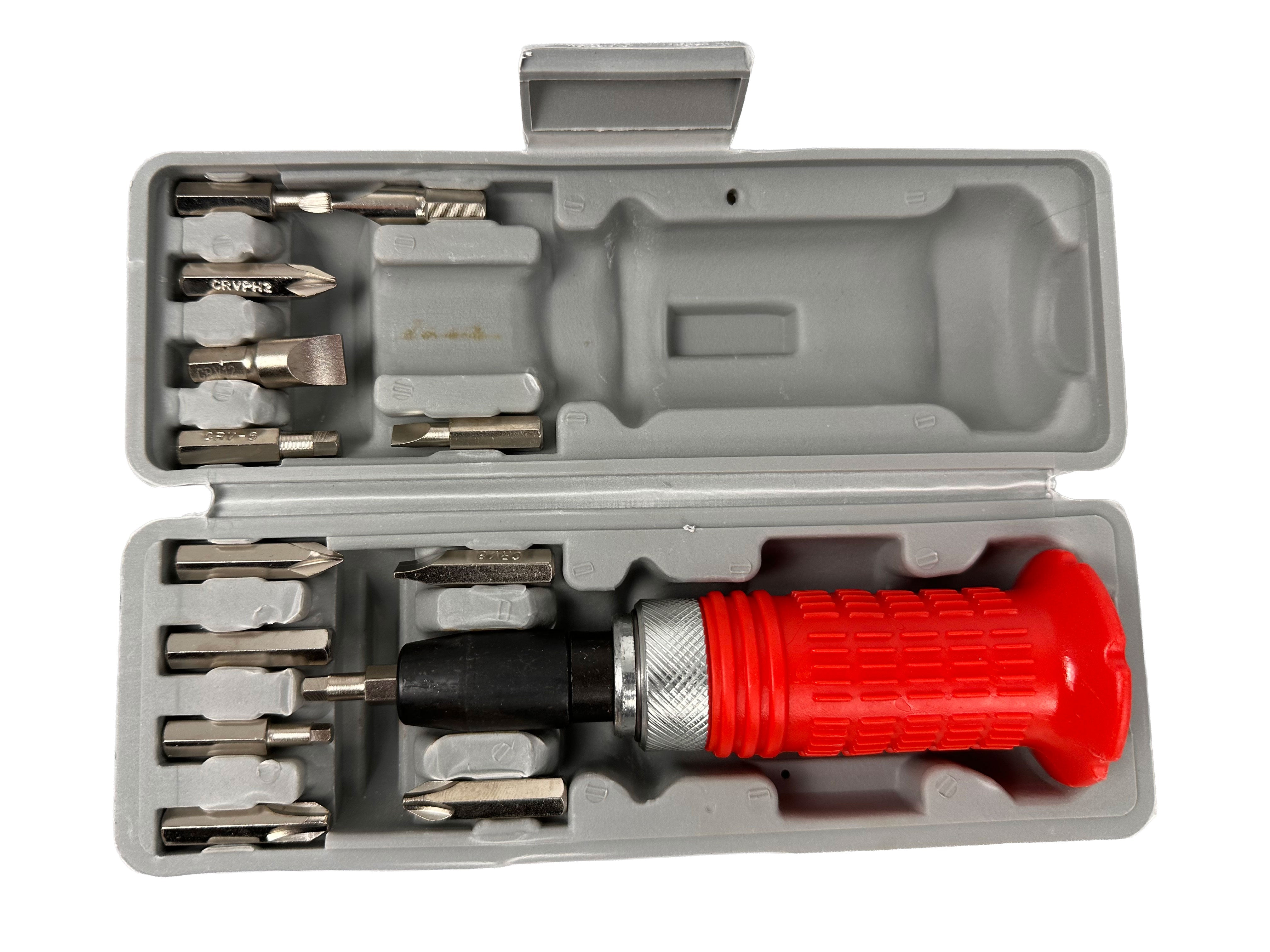 Set di cacciavite professionale a percussione-avvitatore ad impulsi con 14 inserti-punte, cacciavite ad impulsi kit giravite a percussione impugnatura a mano impugnatura per impieghi gravosi, attacco 1/2" Gebo Tools