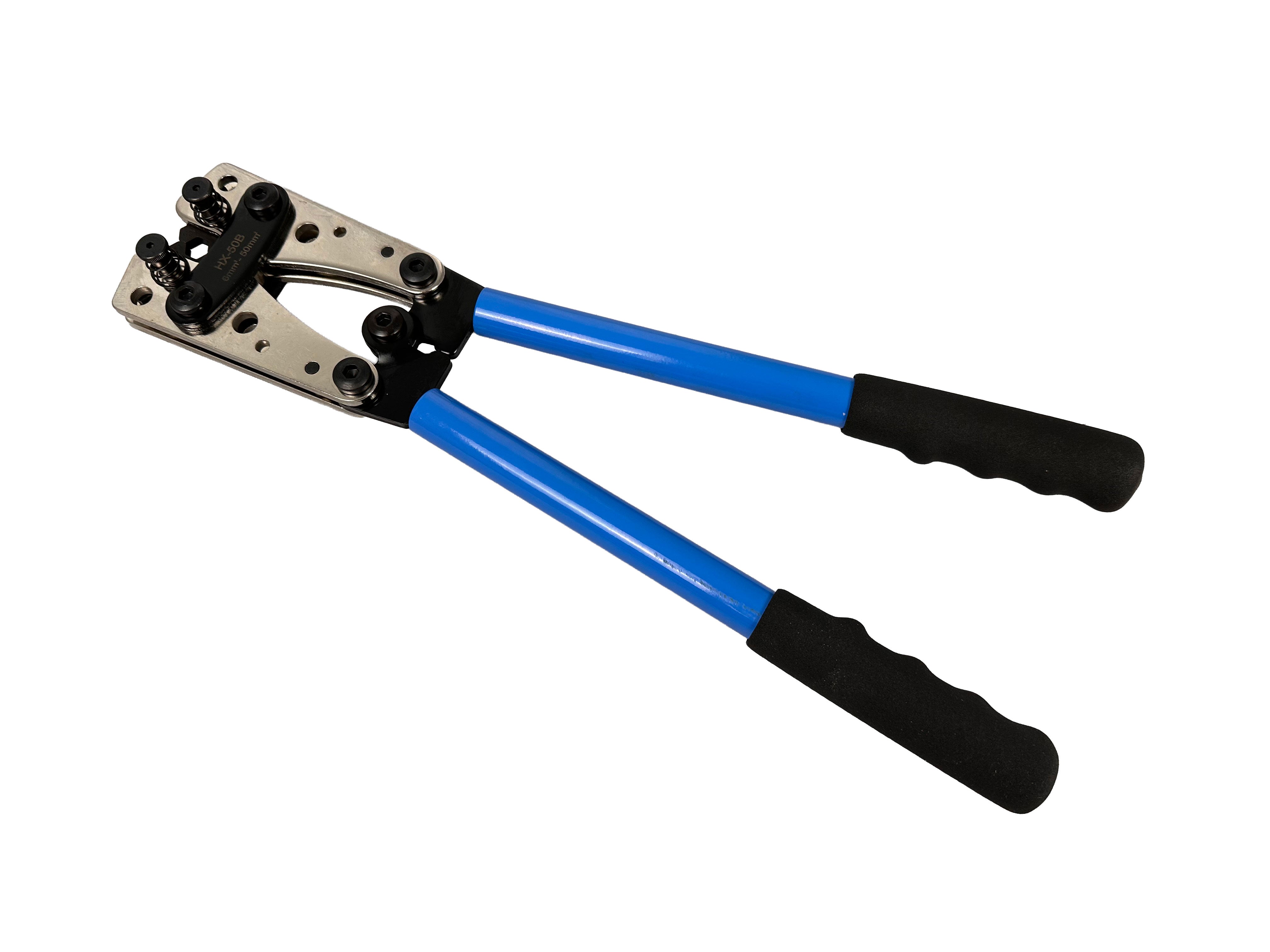 Pinza per crimpatura e spelatura cavi elettrici per capicorda grandi 6,0–50 mm²