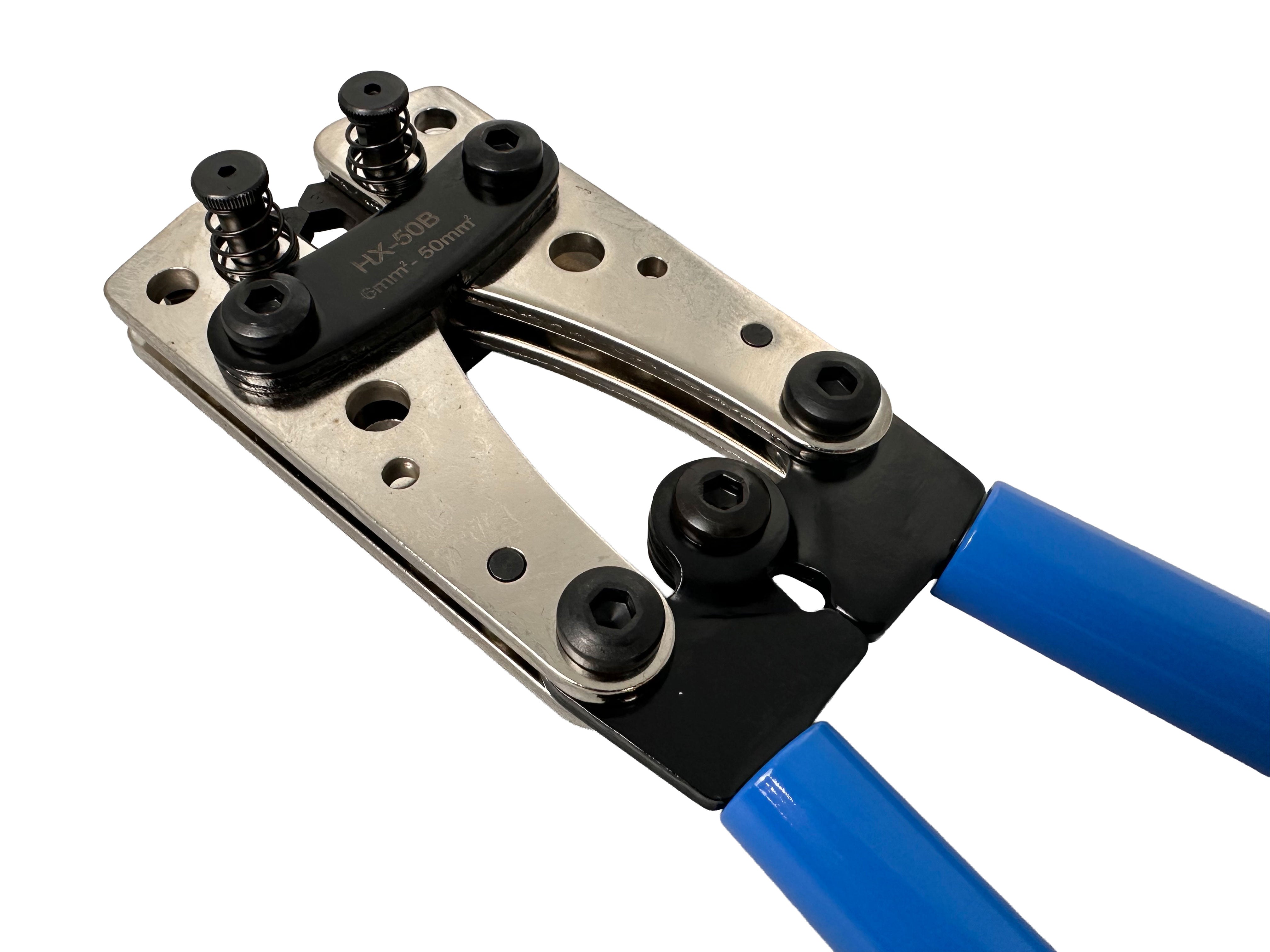 Pinza per crimpatura e spelatura cavi elettrici per capicorda grandi 6,0–50 mm²