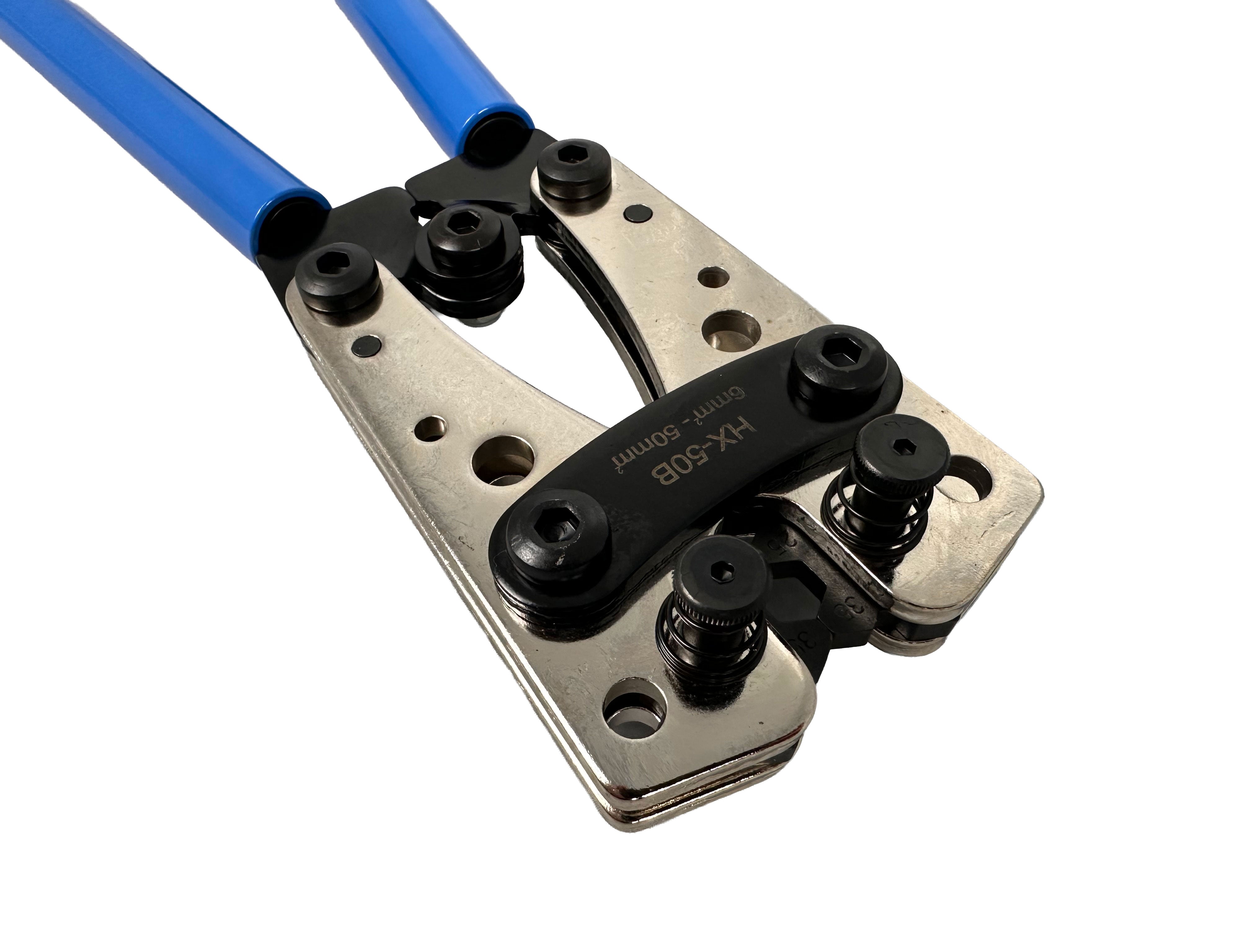 Pinza per crimpatura e spelatura cavi elettrici per capicorda grandi 6,0–50 mm²