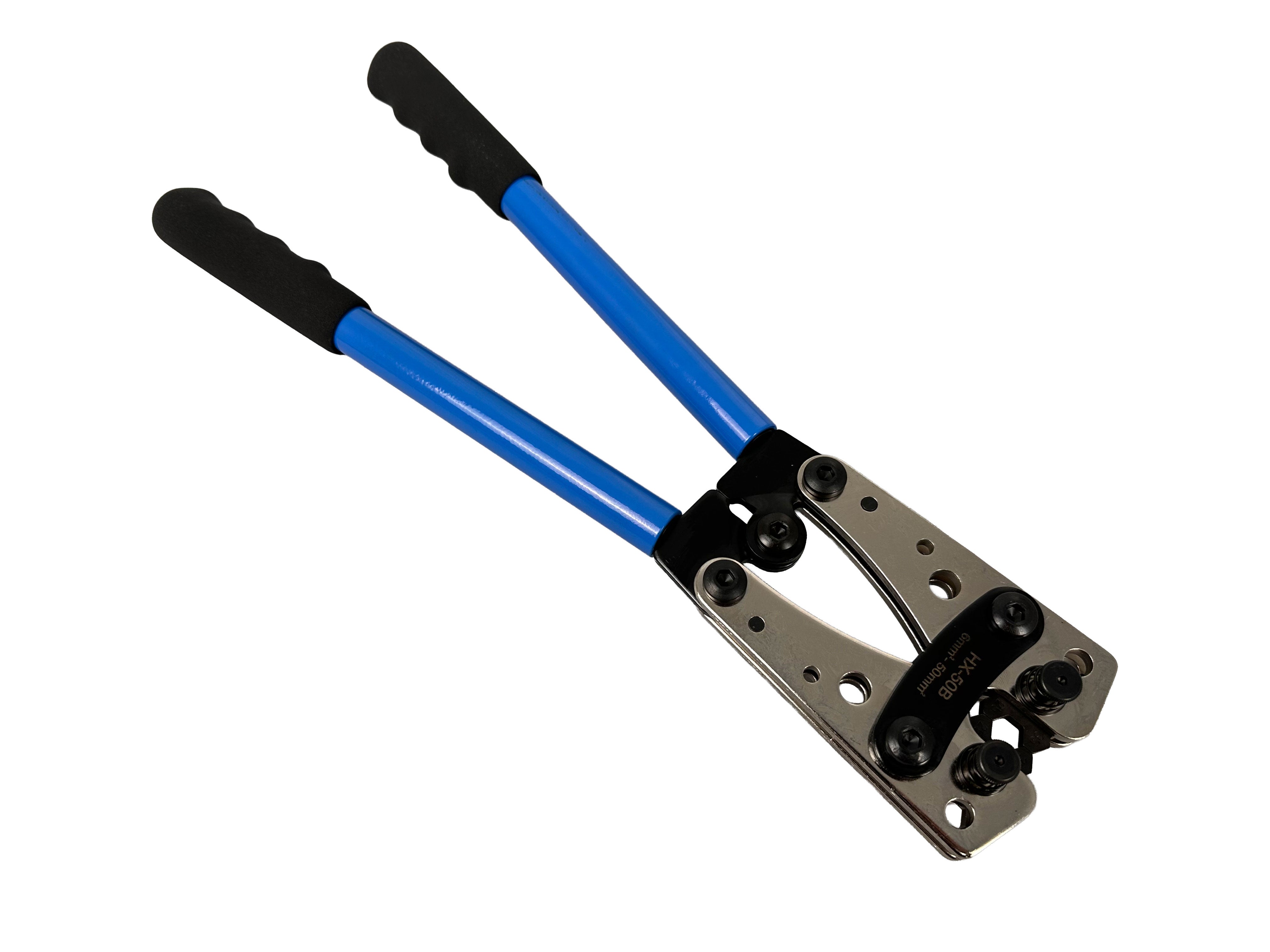 Pinza per crimpatura e spelatura cavi elettrici per capicorda grandi 6,0–50 mm²