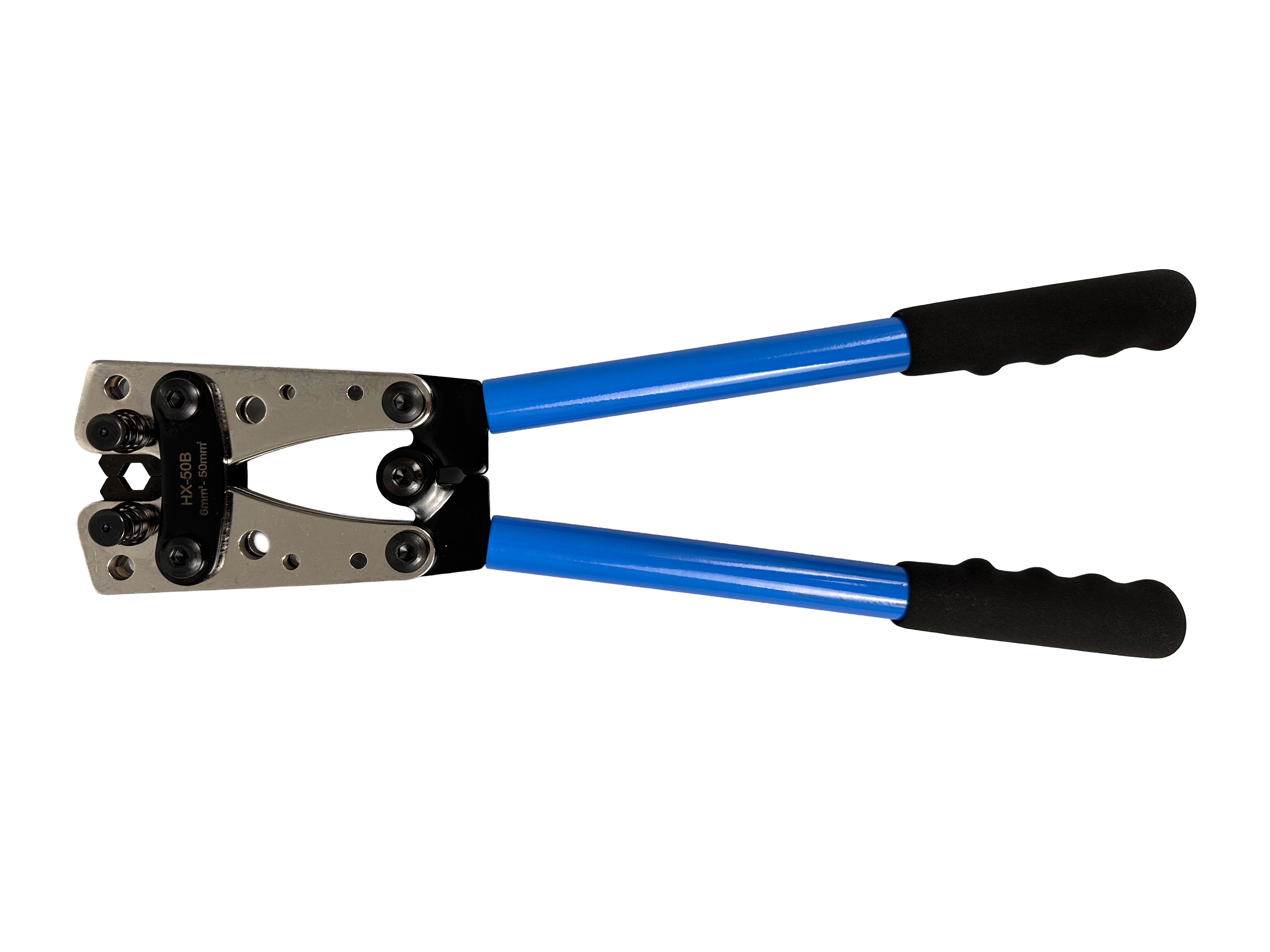 Pinza per crimpatura e spelatura cavi elettrici per capicorda grandi 6,0–50 mm²
