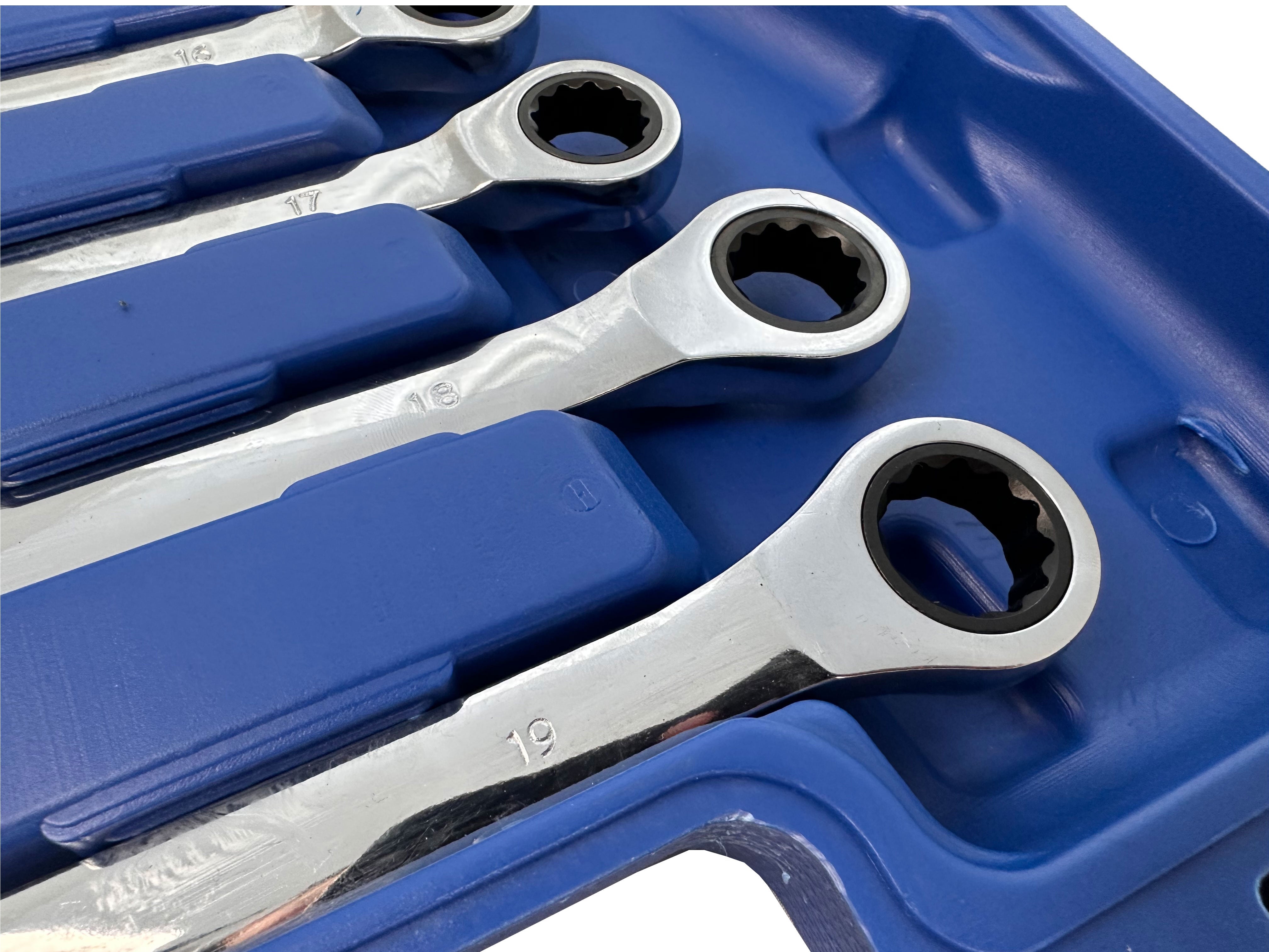 Set di chiavi a cricchetto combinate, con anello da 8–19 mm, 12 pezzi, Gebo Tools
