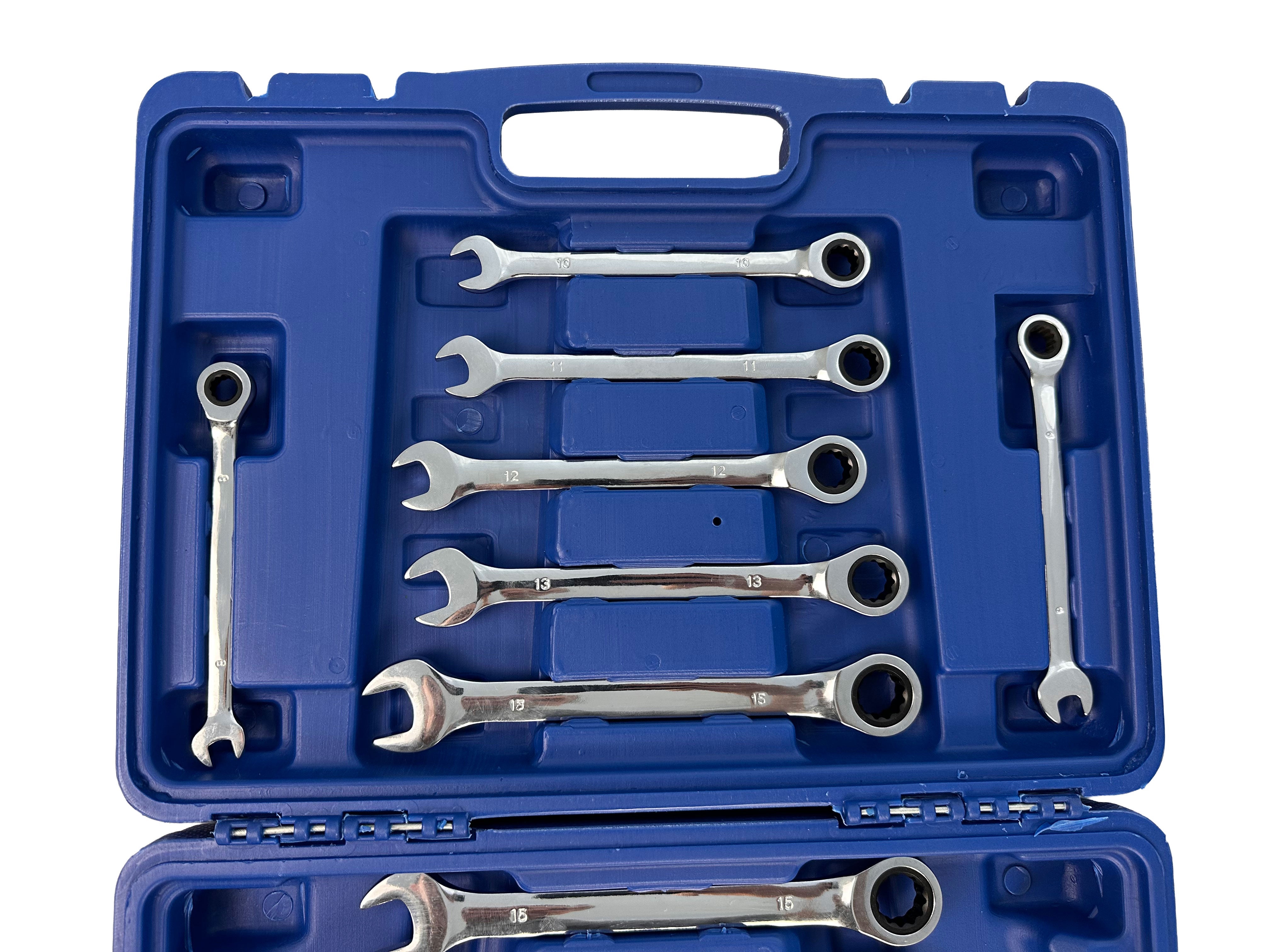 Set di chiavi a cricchetto combinate, con anello da 8–19 mm, 12 pezzi, Gebo Tools