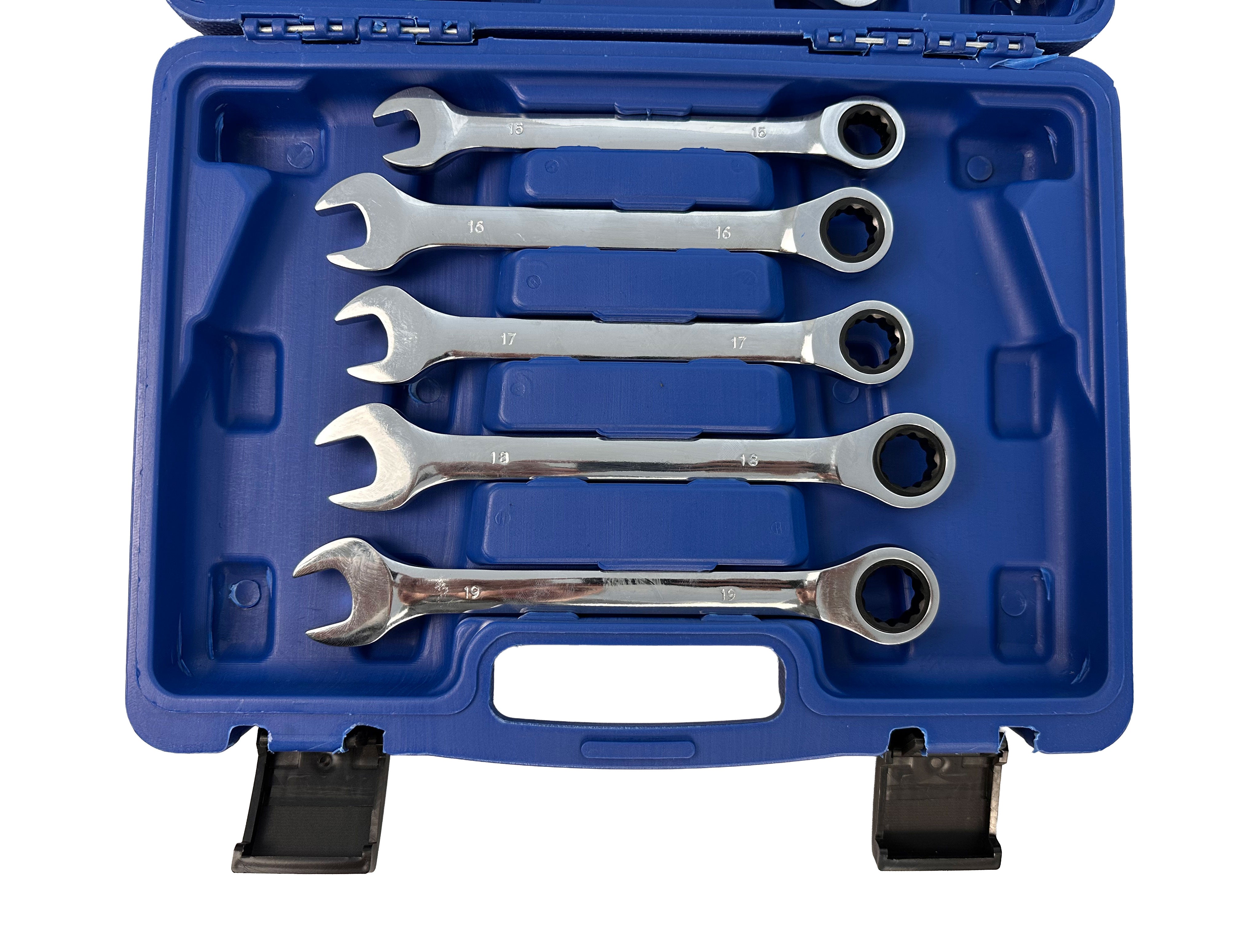 Set di chiavi a cricchetto combinate, con anello da 8–19 mm, 12 pezzi, Gebo Tools