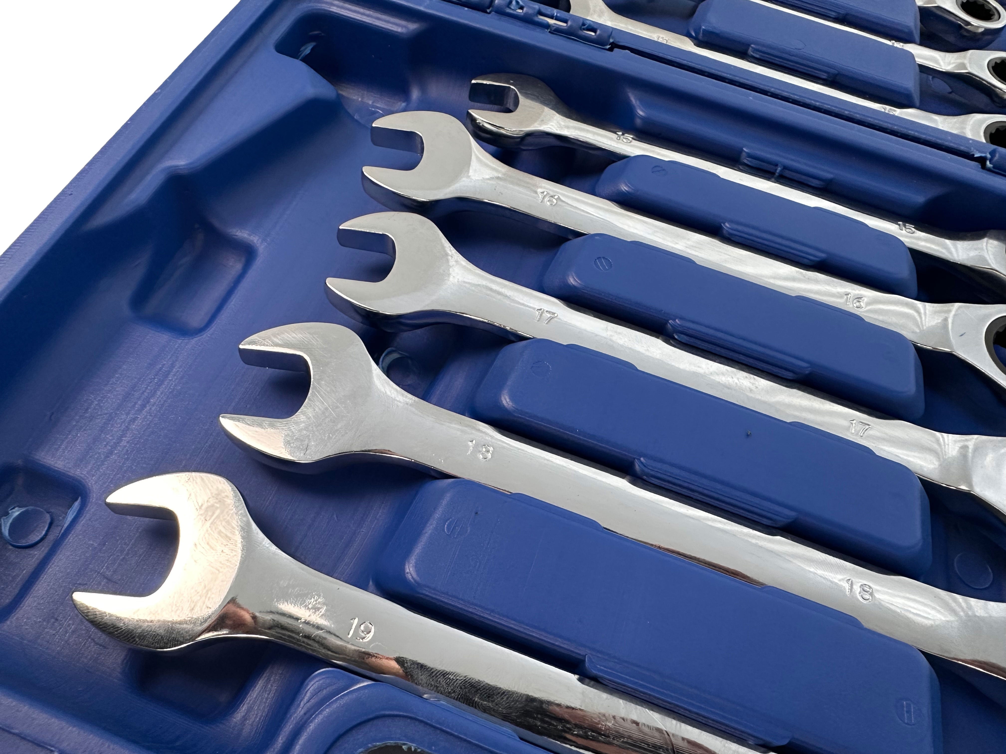 Set di chiavi a cricchetto combinate, con anello da 8–19 mm, 12 pezzi, Gebo Tools