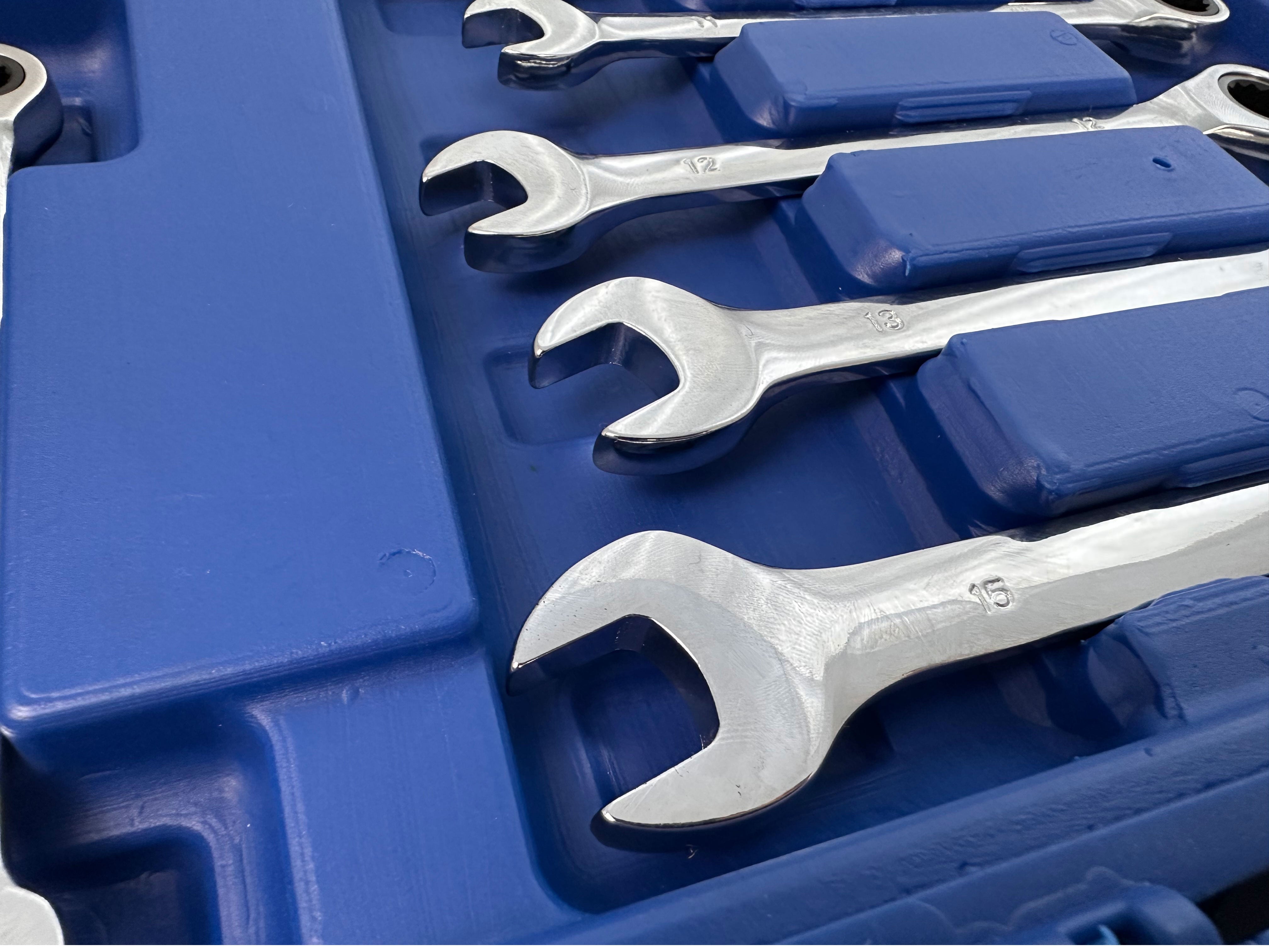Set di chiavi a cricchetto combinate, con anello da 8–19 mm, 12 pezzi, Gebo Tools