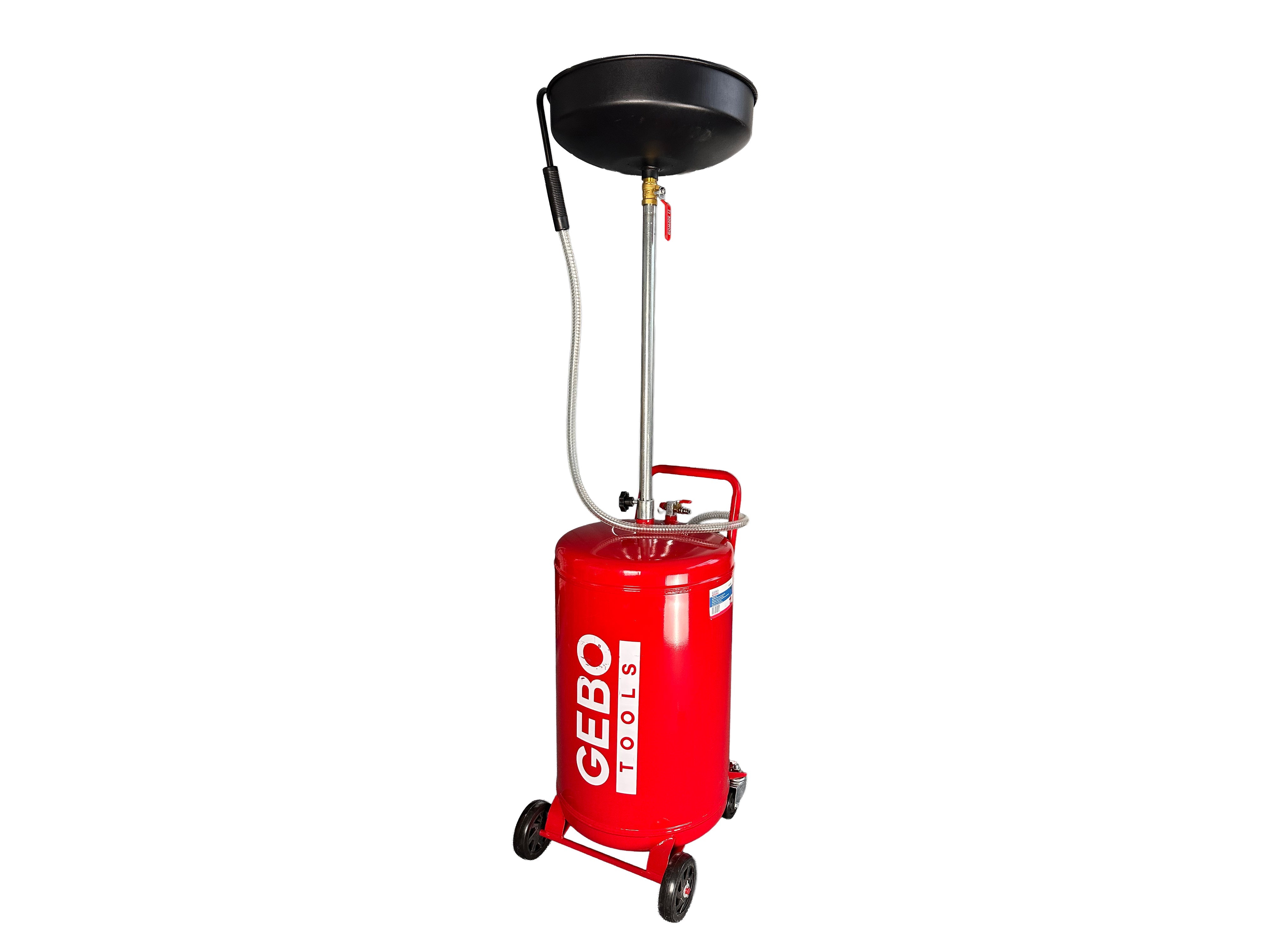 Serbatoio scarico olio esausto 75 litri, portatile cambio olio con imbuto regolabile in altezza, con ruote, per officine riparazione auto, aspiratore-recuperatore pneumatico per olio esausto, Gebo Tools