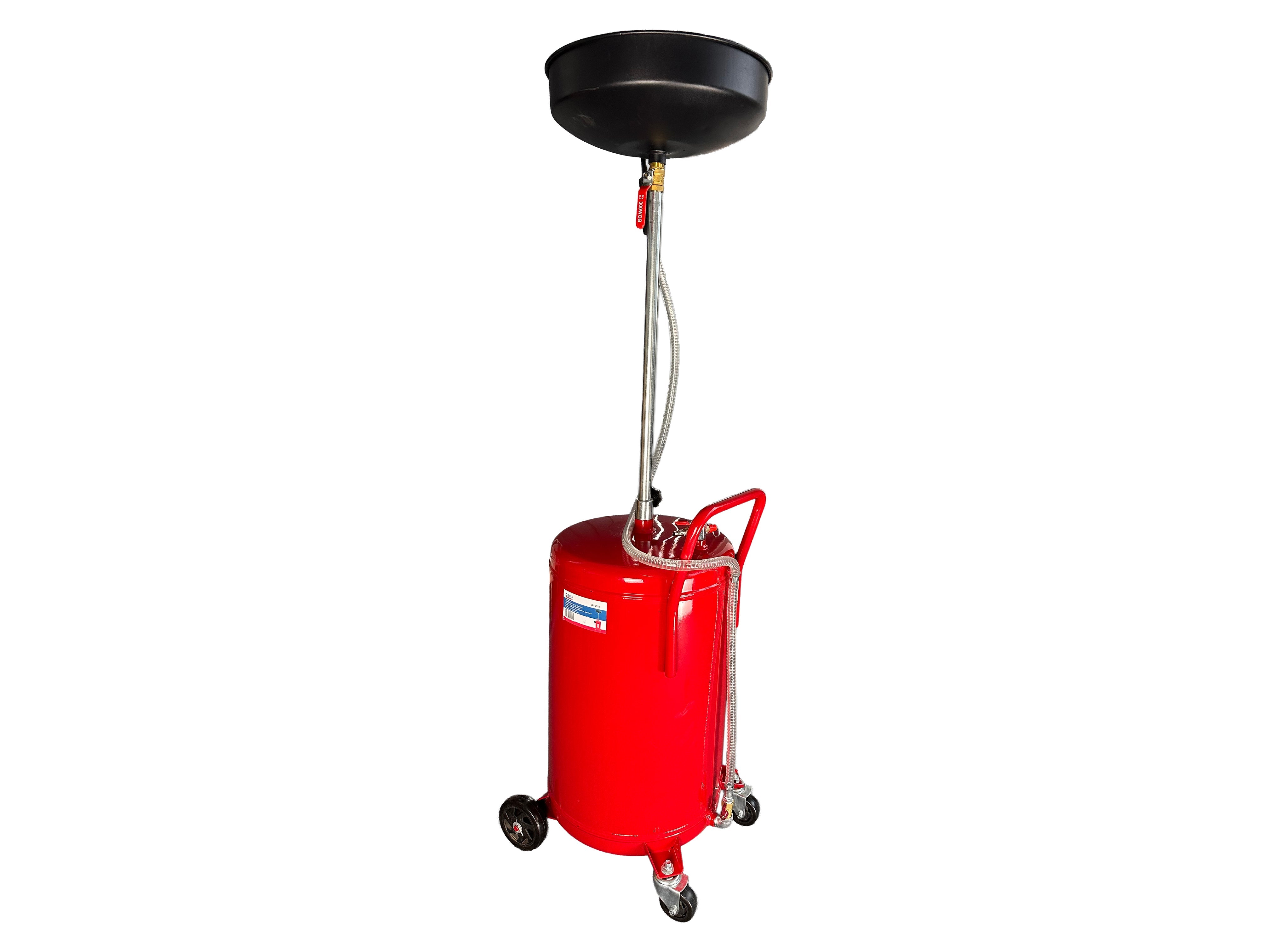 Serbatoio scarico olio esausto 75 litri, portatile cambio olio con imbuto regolabile in altezza, con ruote, per officine riparazione auto, aspiratore-recuperatore pneumatico per olio esausto, Gebo Tools
