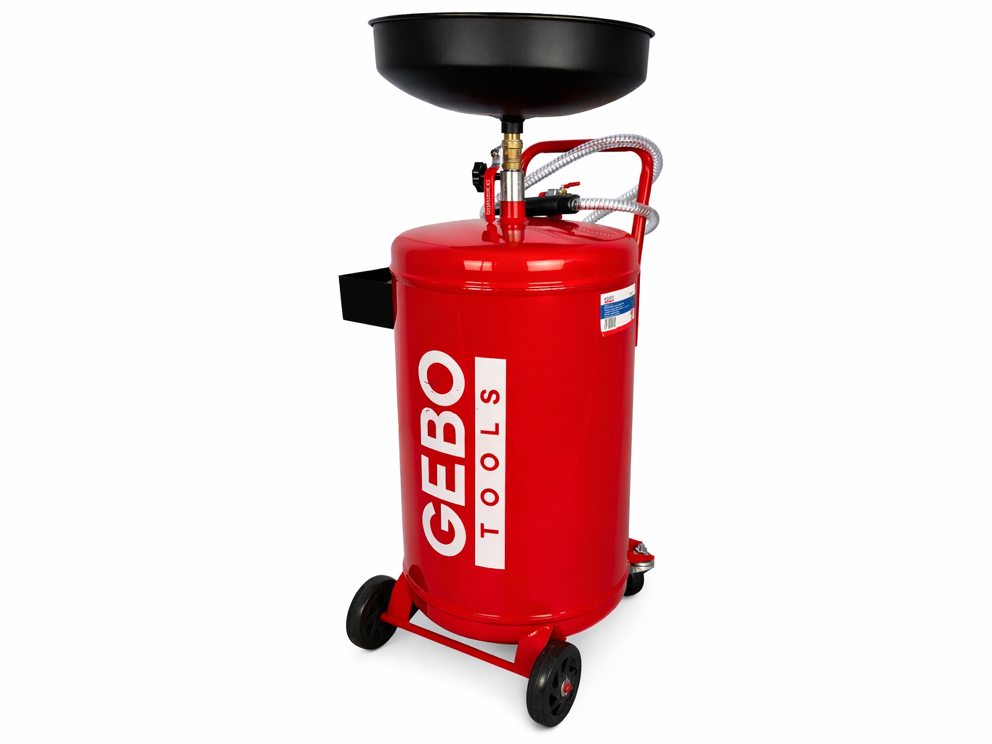 Serbatoio scarico olio esausto 75 litri, portatile cambio olio con imbuto regolabile in altezza, con ruote, per officine riparazione auto, aspiratore-recuperatore pneumatico per olio esausto, Gebo Tools