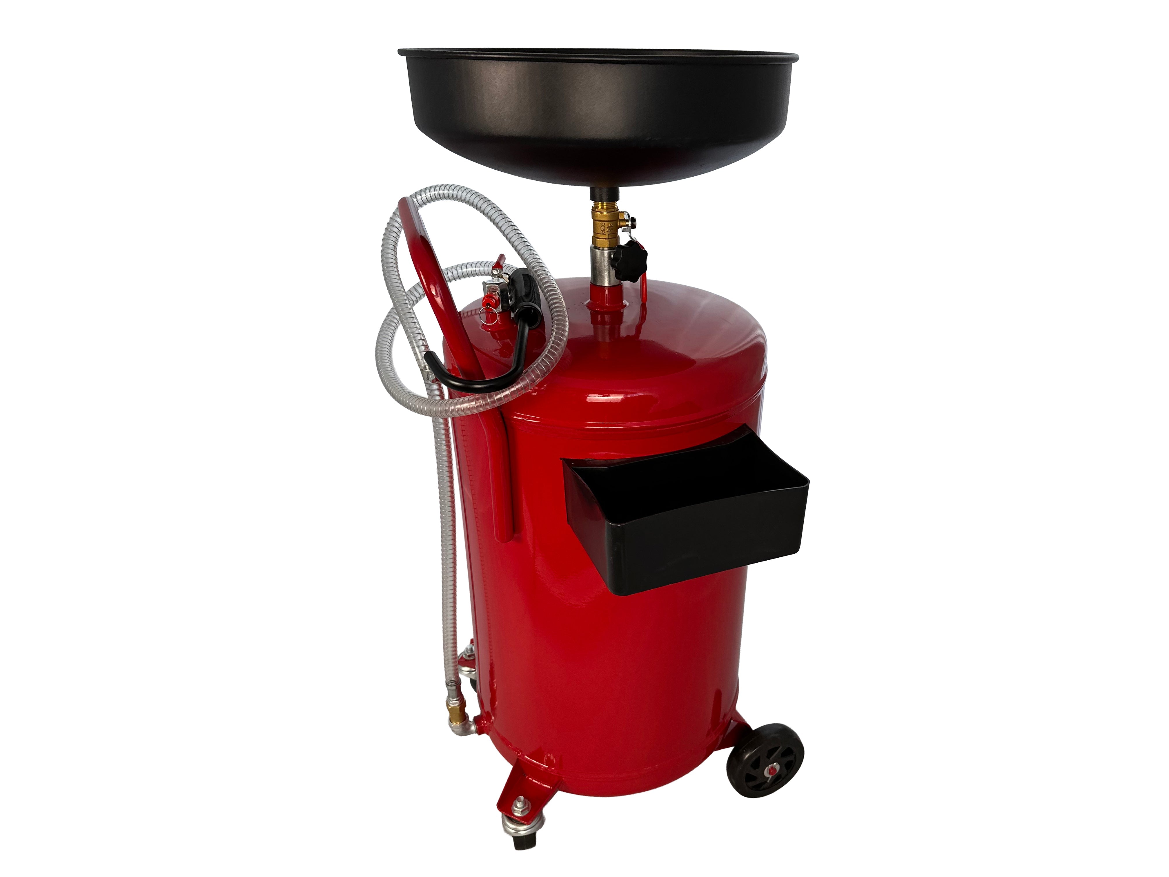 Serbatoio scarico olio esausto 75 litri, portatile cambio olio con imbuto regolabile in altezza, con ruote, per officine riparazione auto, aspiratore-recuperatore pneumatico per olio esausto, Gebo Tools