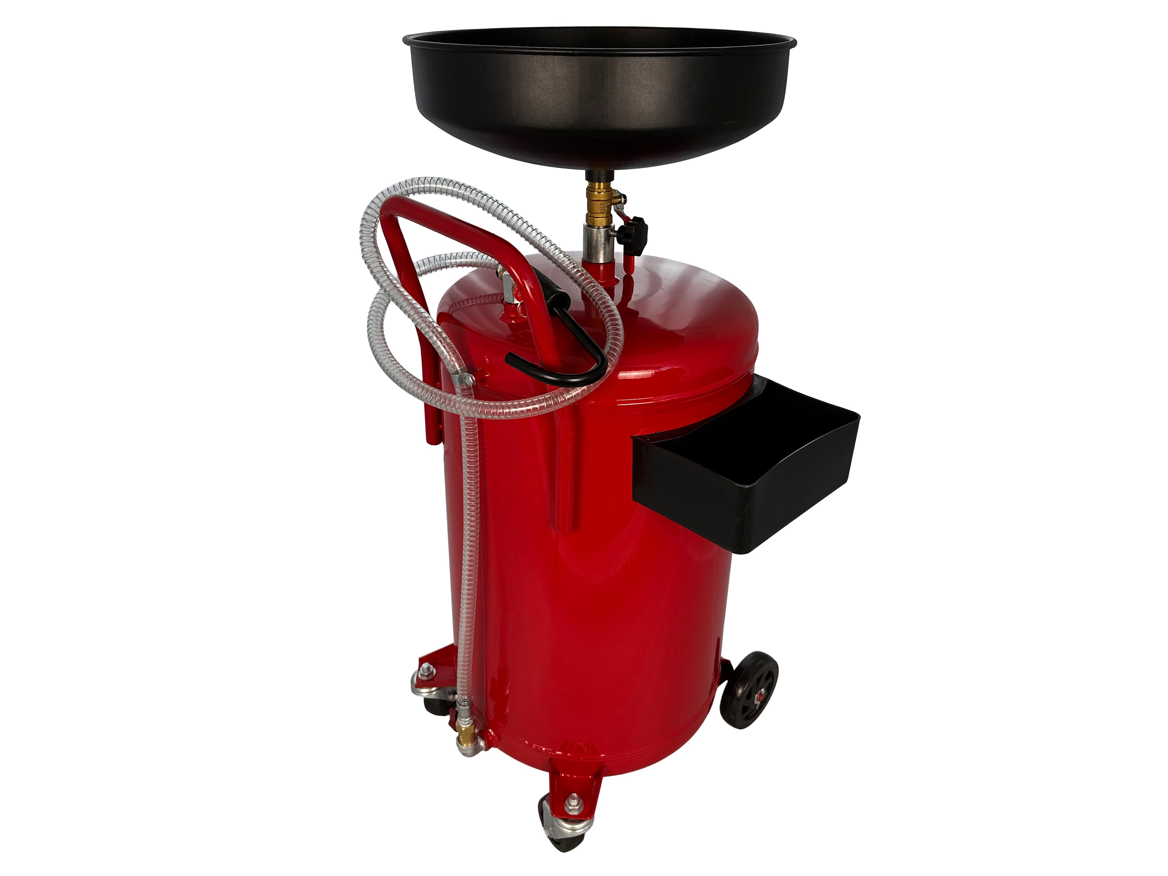 Serbatoio scarico olio esausto 75 litri, portatile cambio olio con imbuto regolabile in altezza, con ruote, per officine riparazione auto, aspiratore-recuperatore pneumatico per olio esausto, Gebo Tools