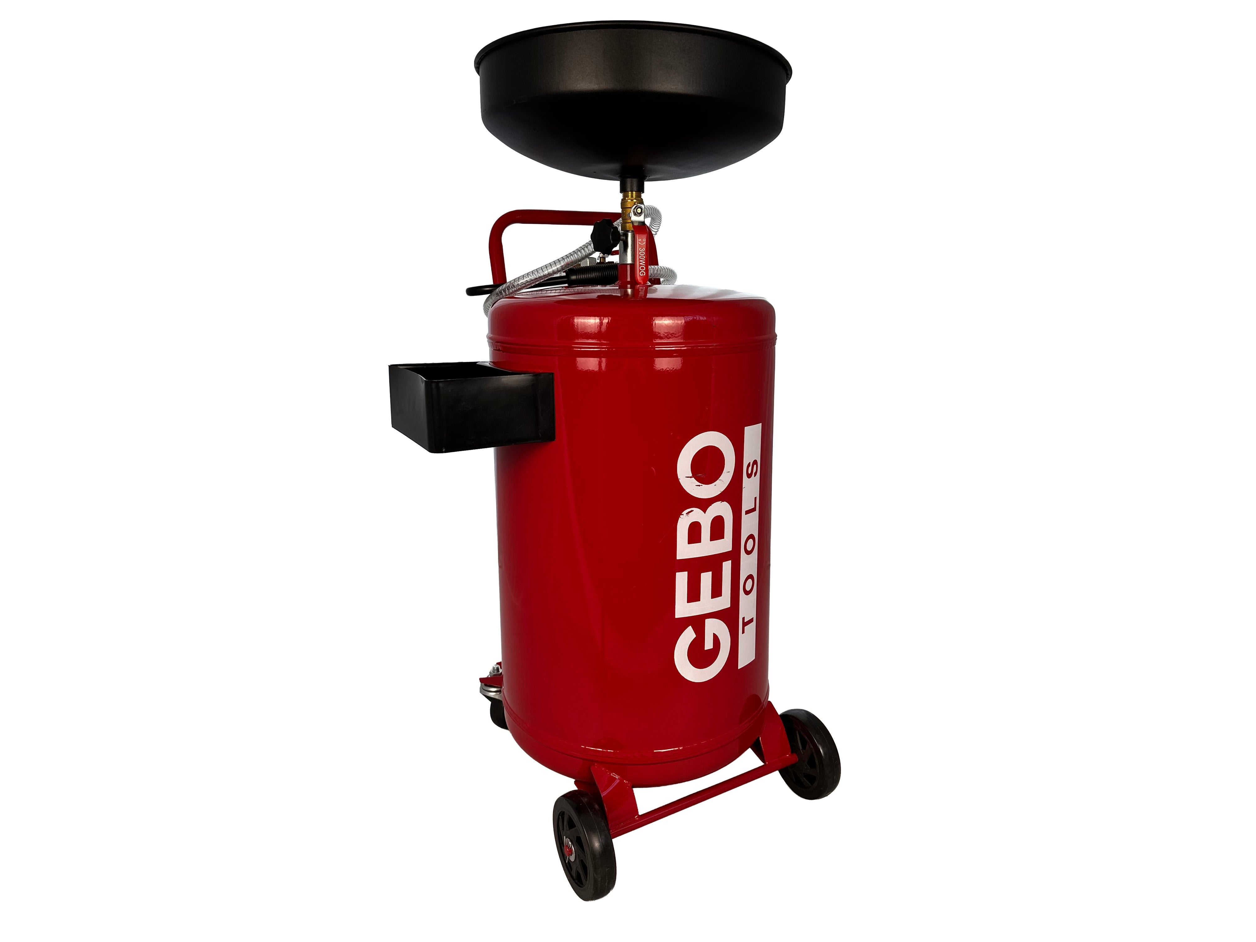 Serbatoio scarico olio esausto 75 litri, portatile cambio olio con imbuto regolabile in altezza, con ruote, per officine riparazione auto, aspiratore-recuperatore pneumatico per olio esausto, Gebo Tools