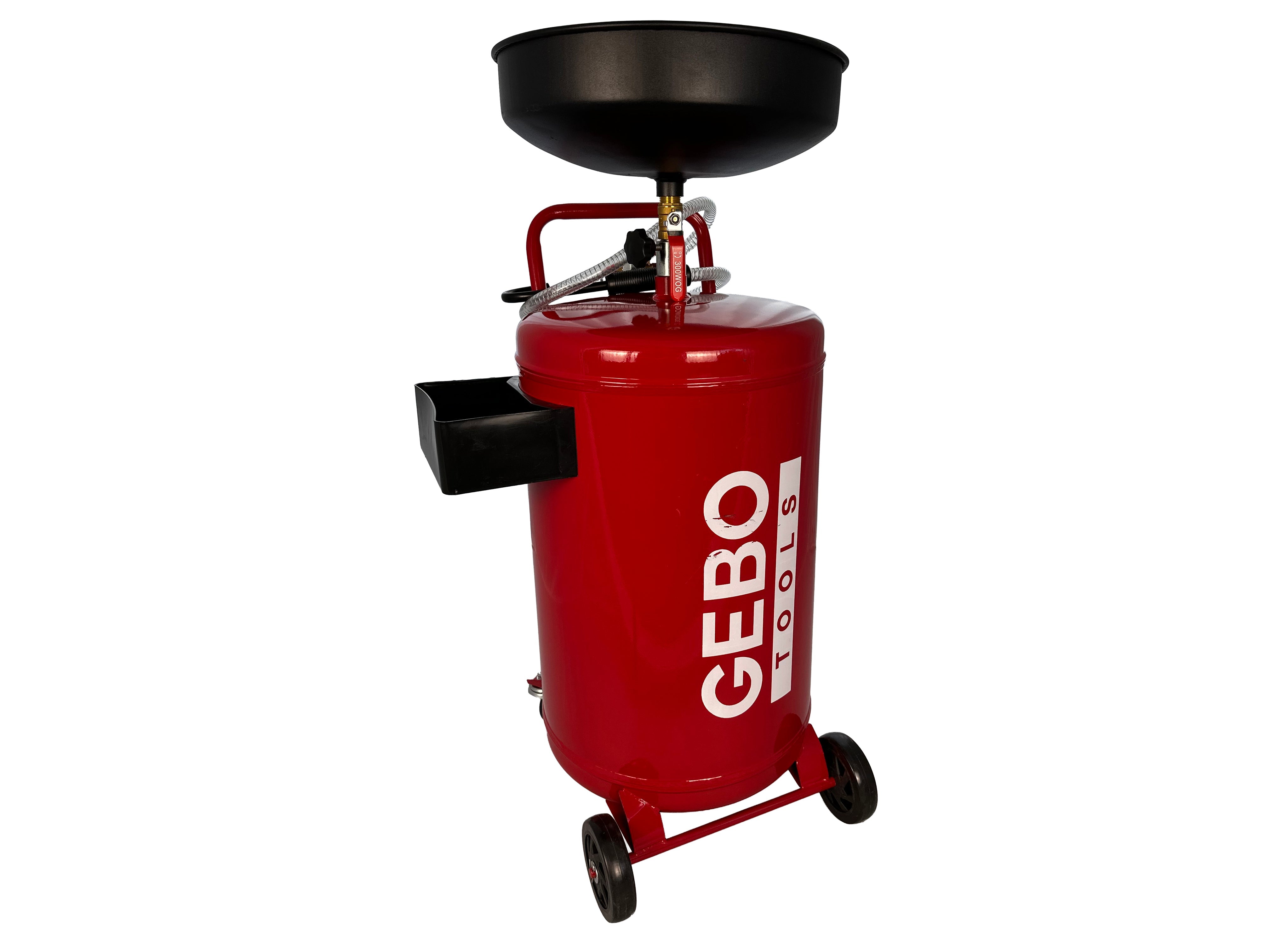 Serbatoio scarico olio esausto 75 litri, portatile cambio olio con imbuto regolabile in altezza, con ruote, per officine riparazione auto, aspiratore-recuperatore pneumatico per olio esausto, Gebo Tools