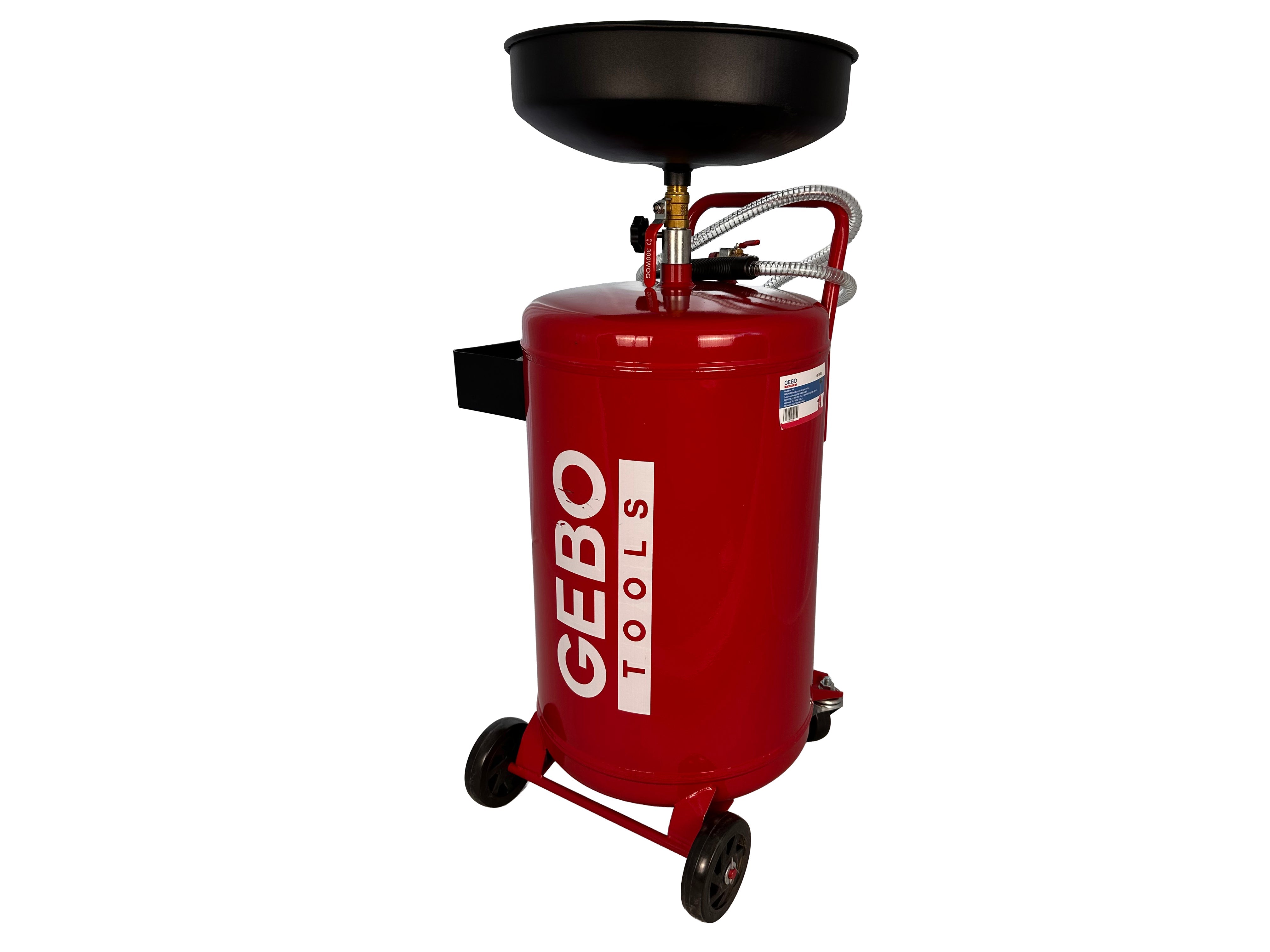 Serbatoio scarico olio esausto 75 litri, portatile cambio olio con imbuto regolabile in altezza, con ruote, per officine riparazione auto, aspiratore-recuperatore pneumatico per olio esausto, Gebo Tools