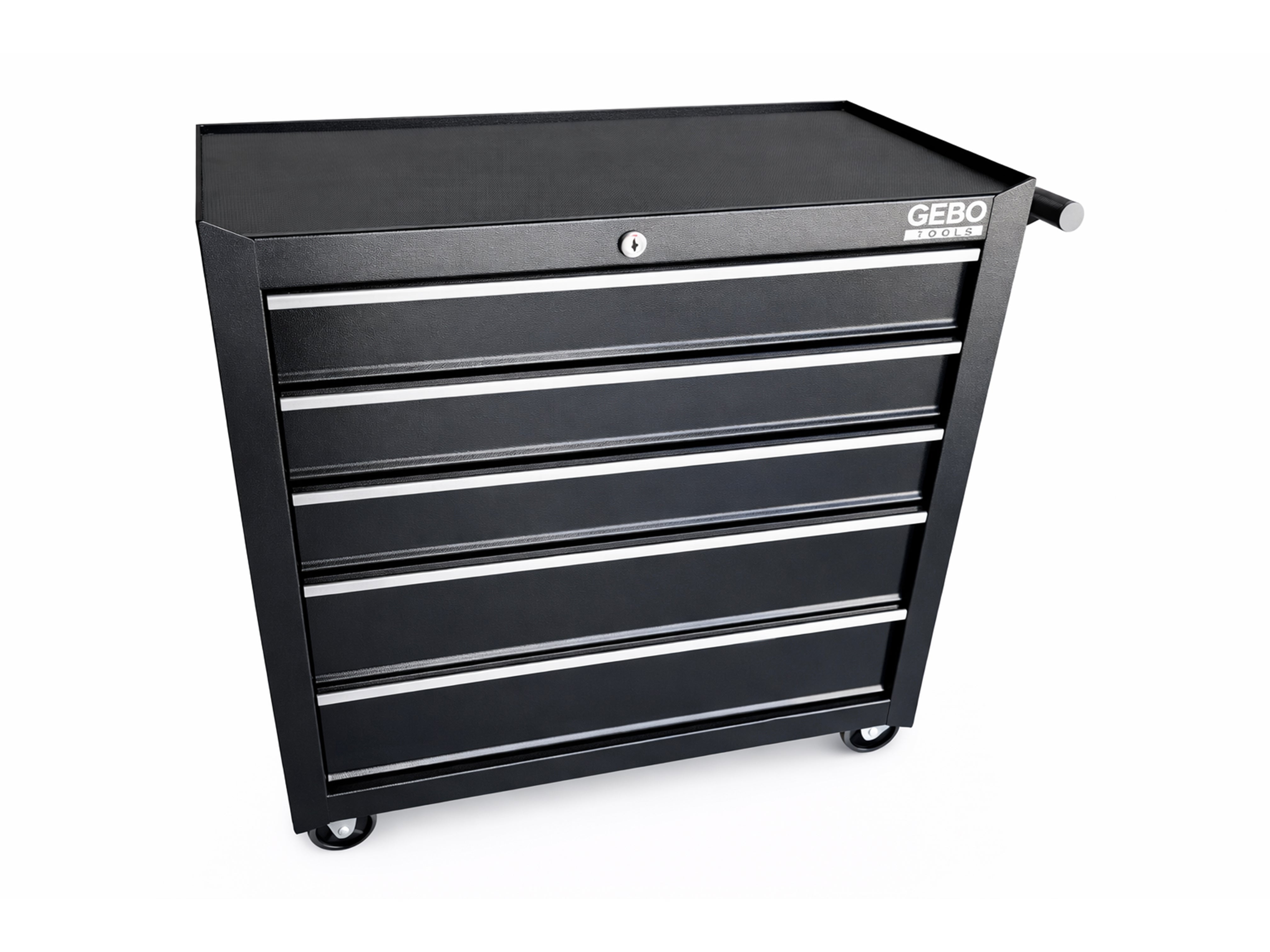 Armadio metallico senza attrezzi con 5 cassetti nero, carrello portautensili , cassetta porta attrezzi mobile Gebo Tools