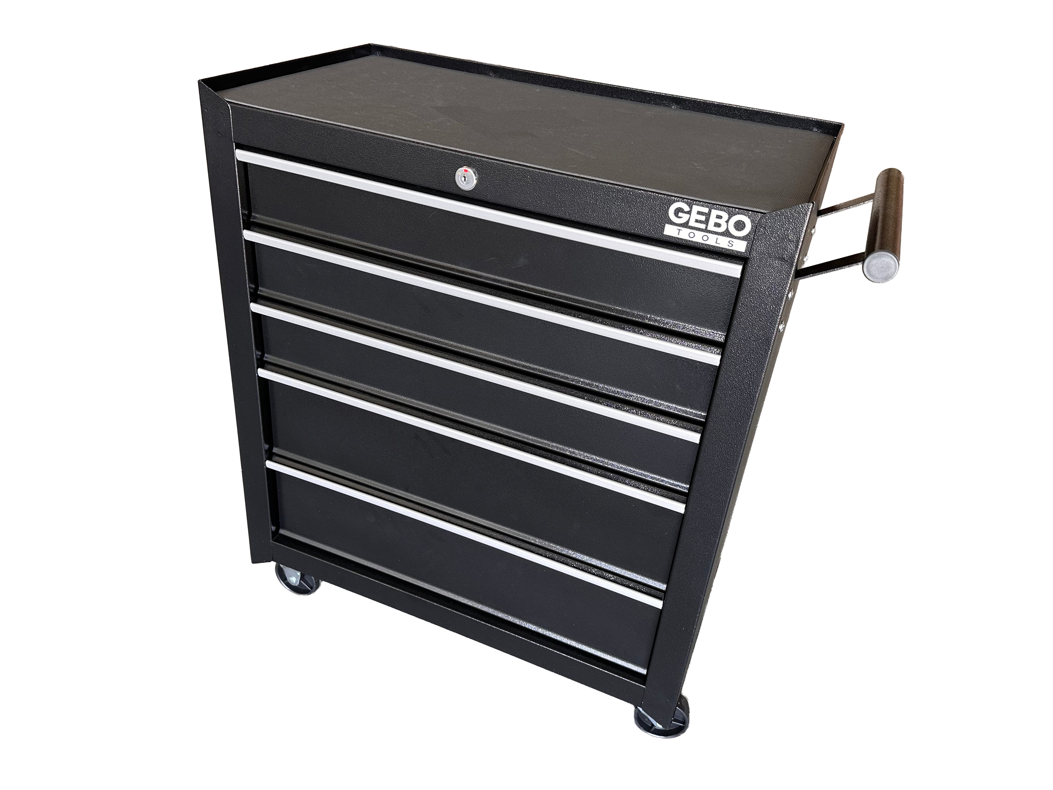 Armadio metallico senza attrezzi con 5 cassetti nero, carrello portautensili , cassetta porta attrezzi mobile Gebo Tools